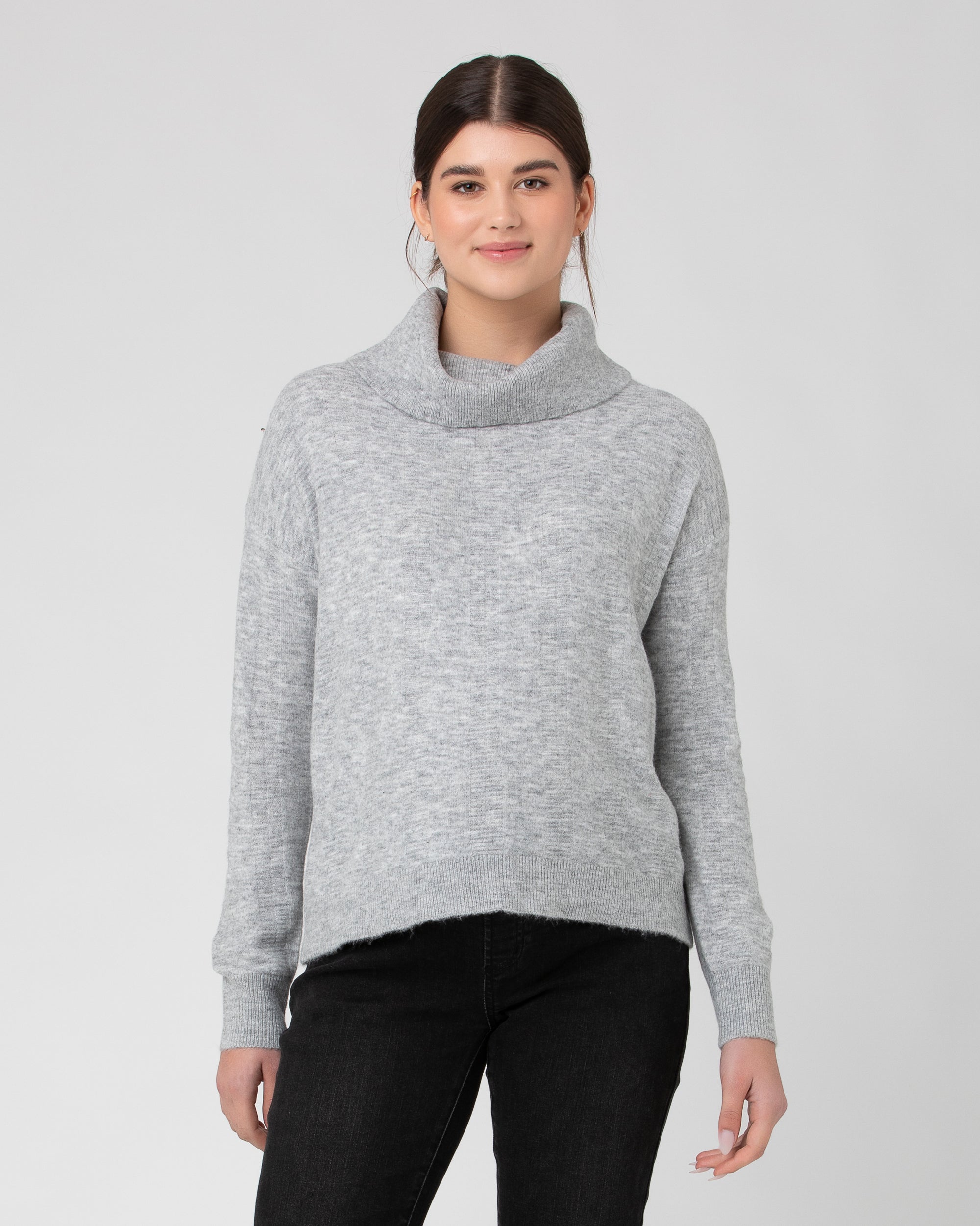 Riley Roll Neck Knit - Silver Marle