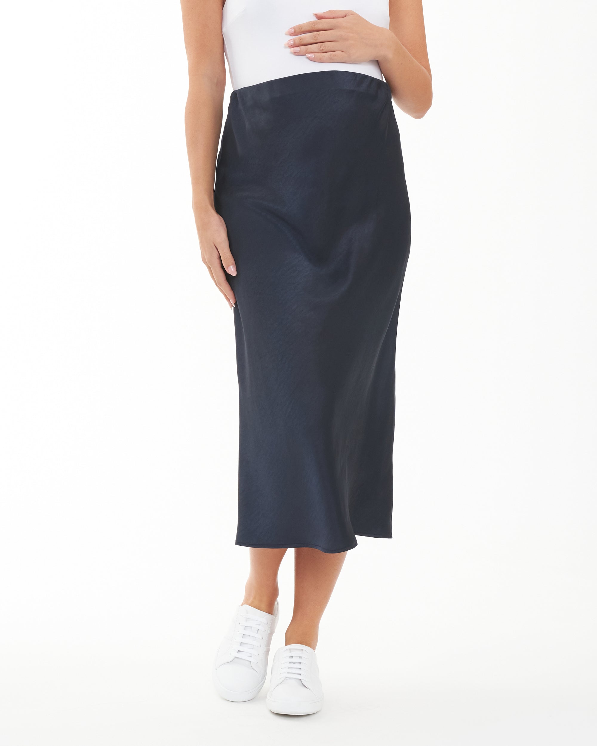 Lexie Satin Skirt Navy