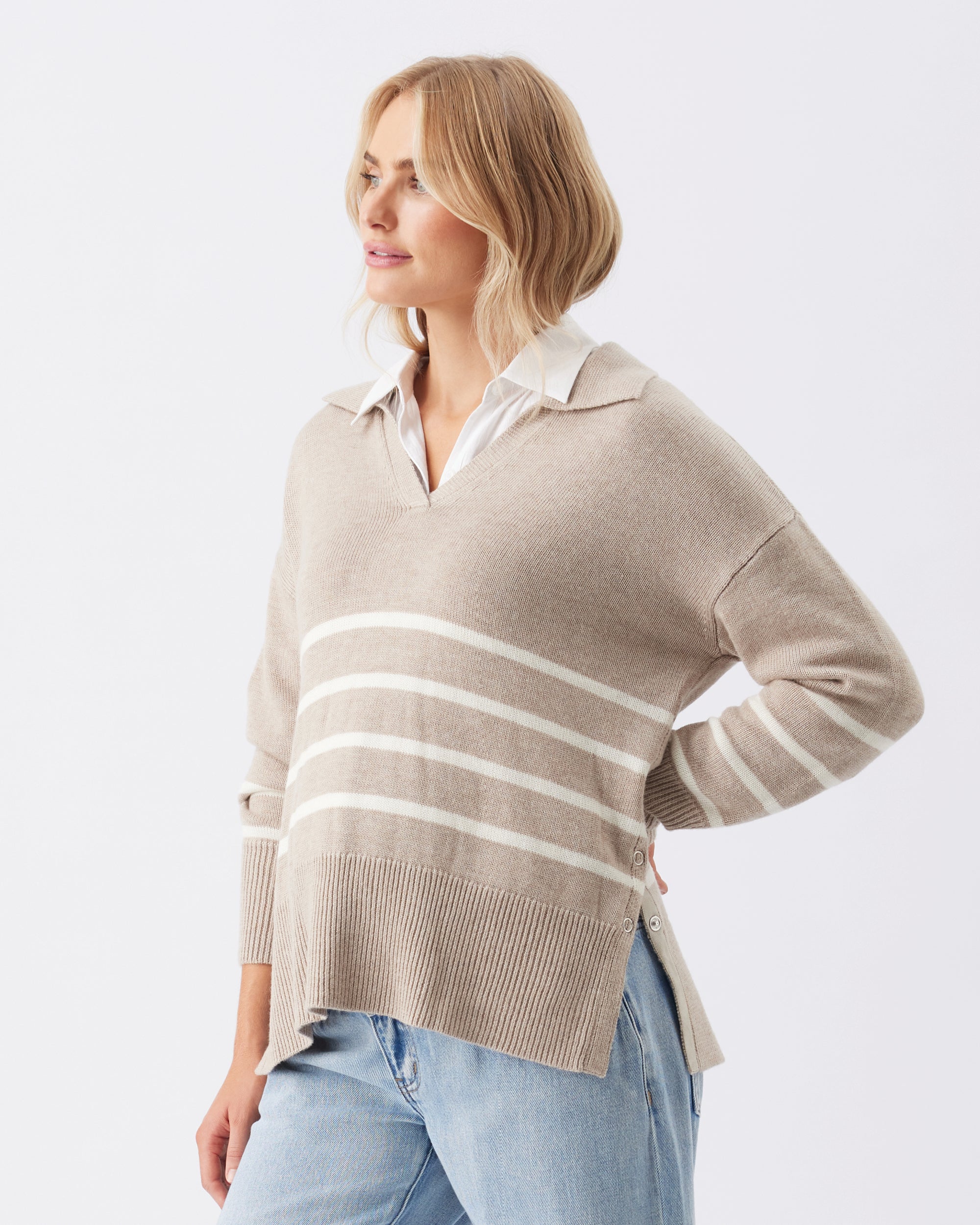 Lori Nursing Knit  Latte / Chalk