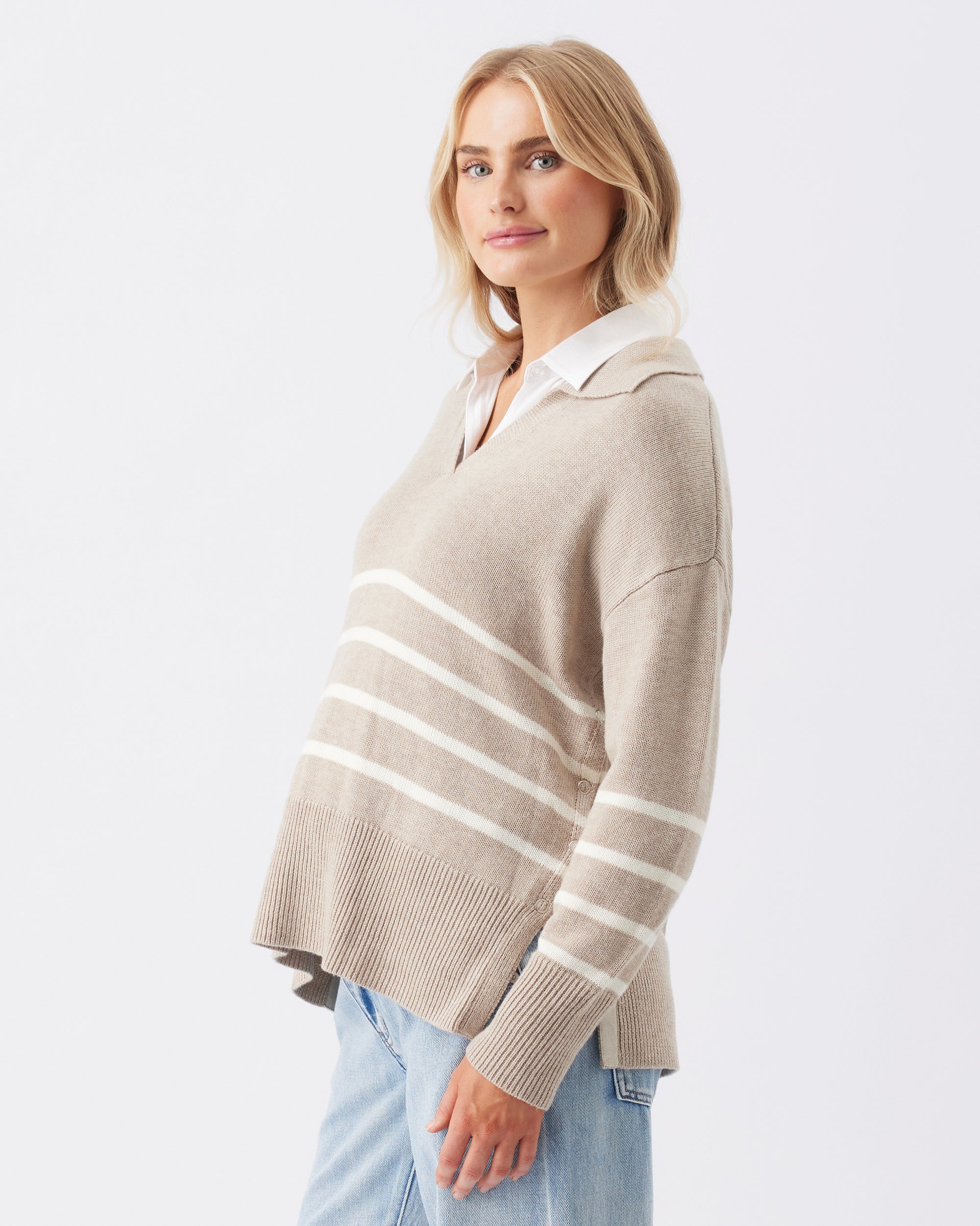 Lori Nursing Knit  Latte / Chalk