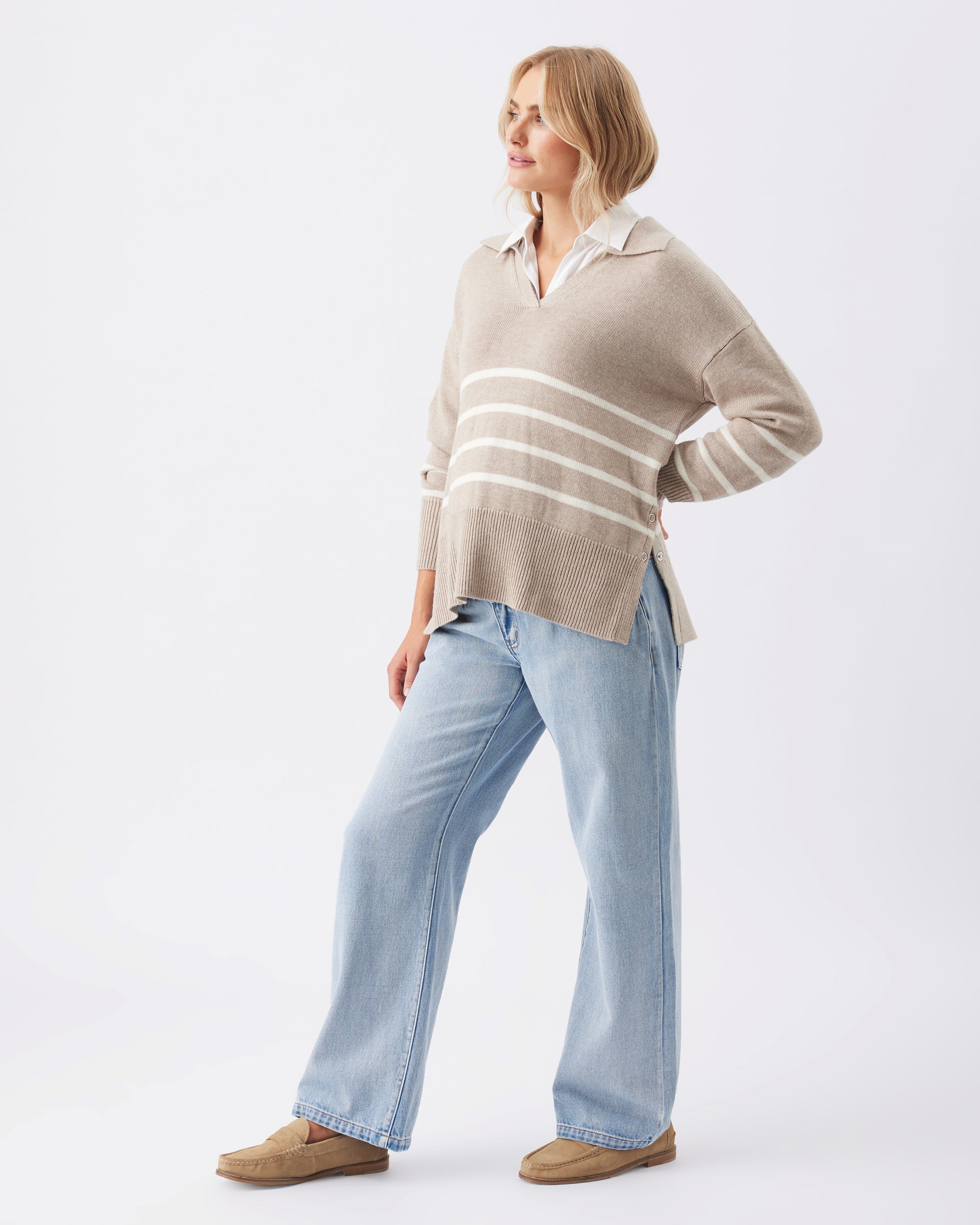 Lori Nursing Knit  Latte / Chalk