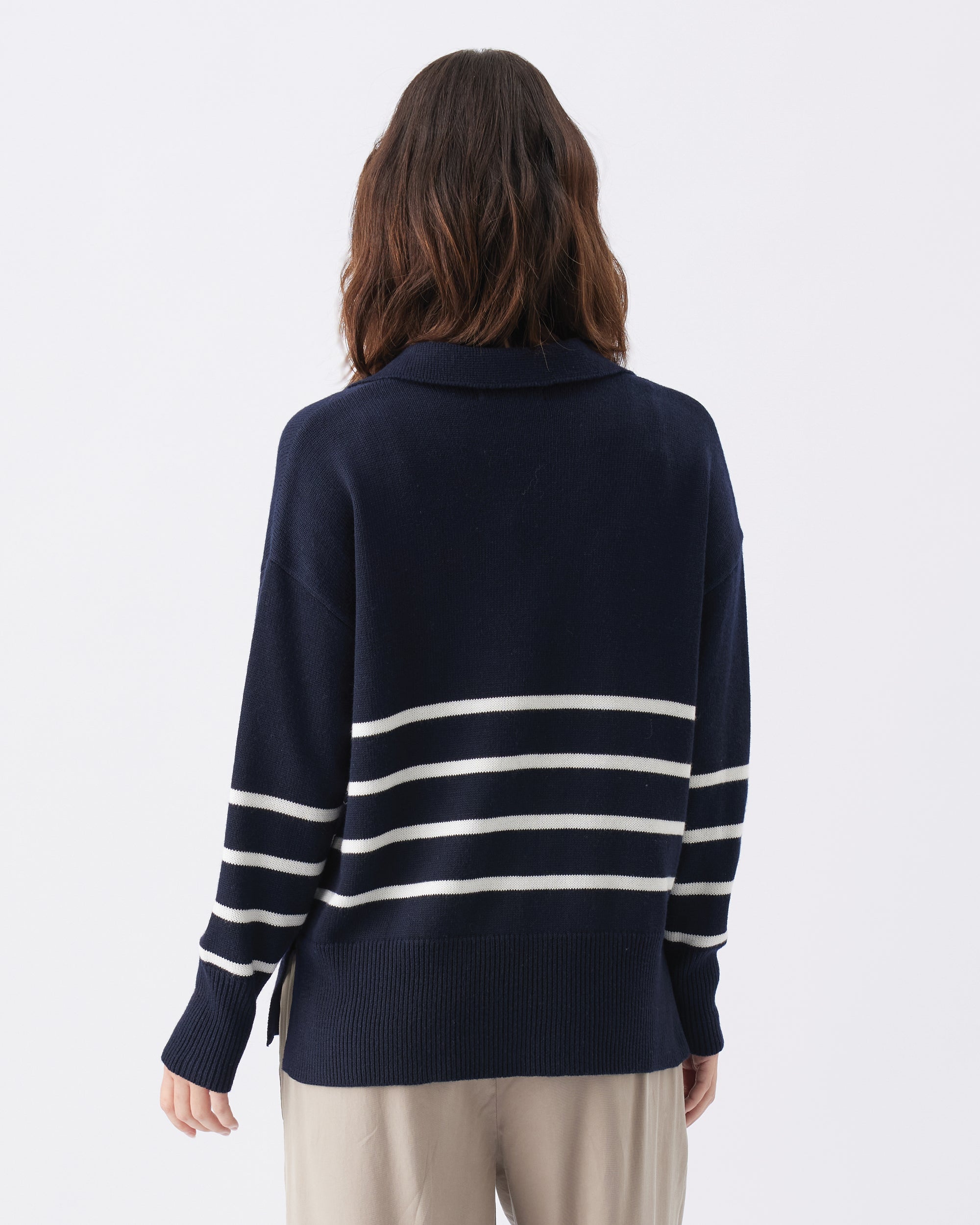 Lori Nursing Knit  Navy / White