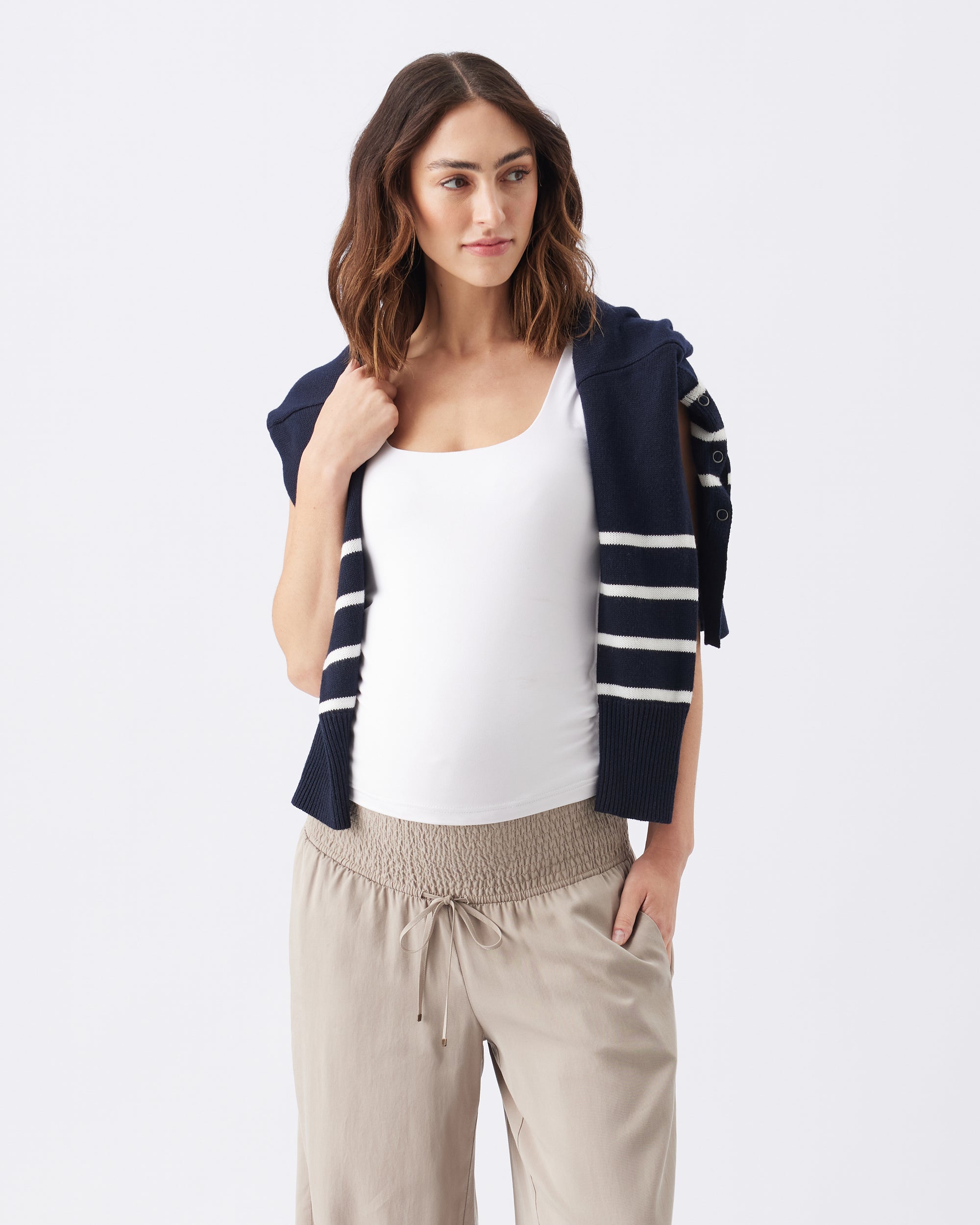 Lori Nursing Knit  Navy / White