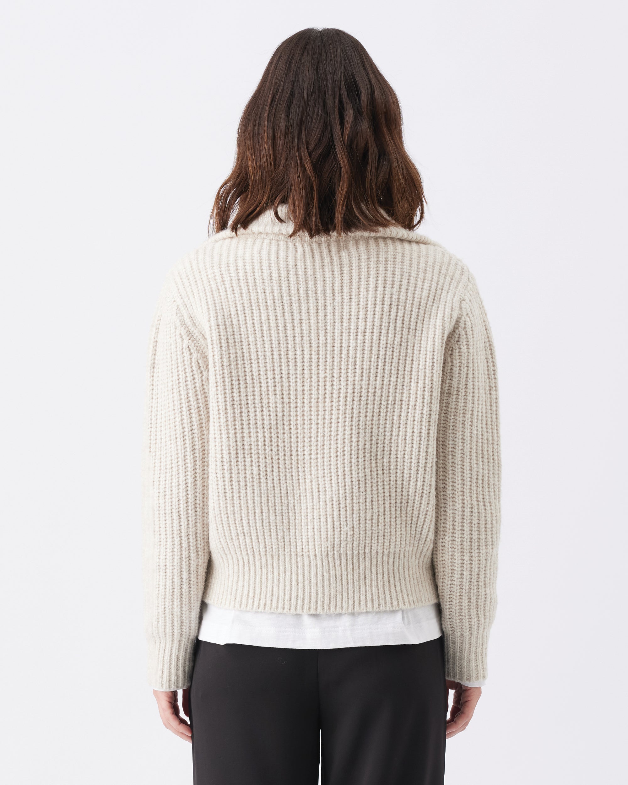 Layla Zip Through Knit Oat Marle