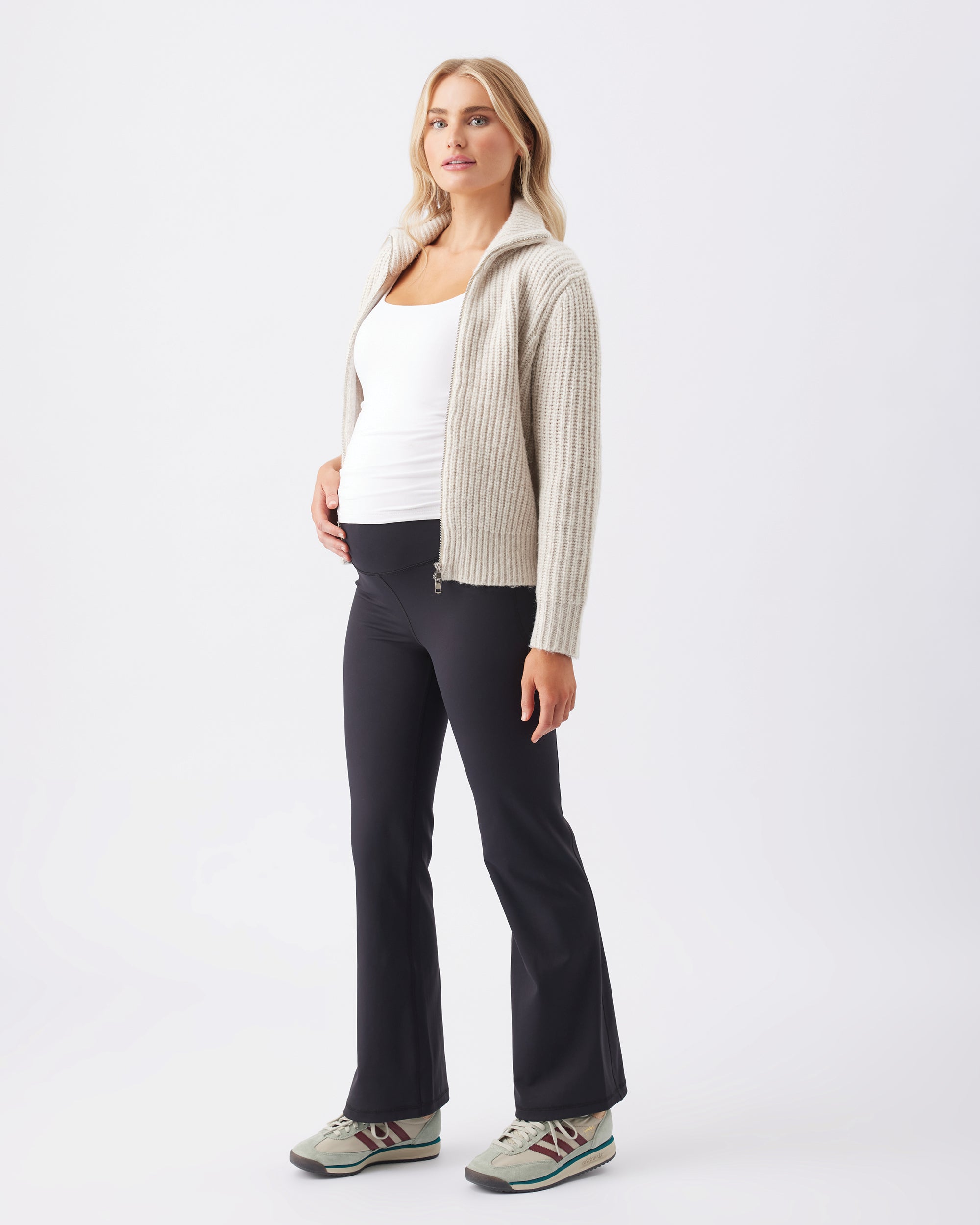 Layla Zip Through Knit Oat Marle