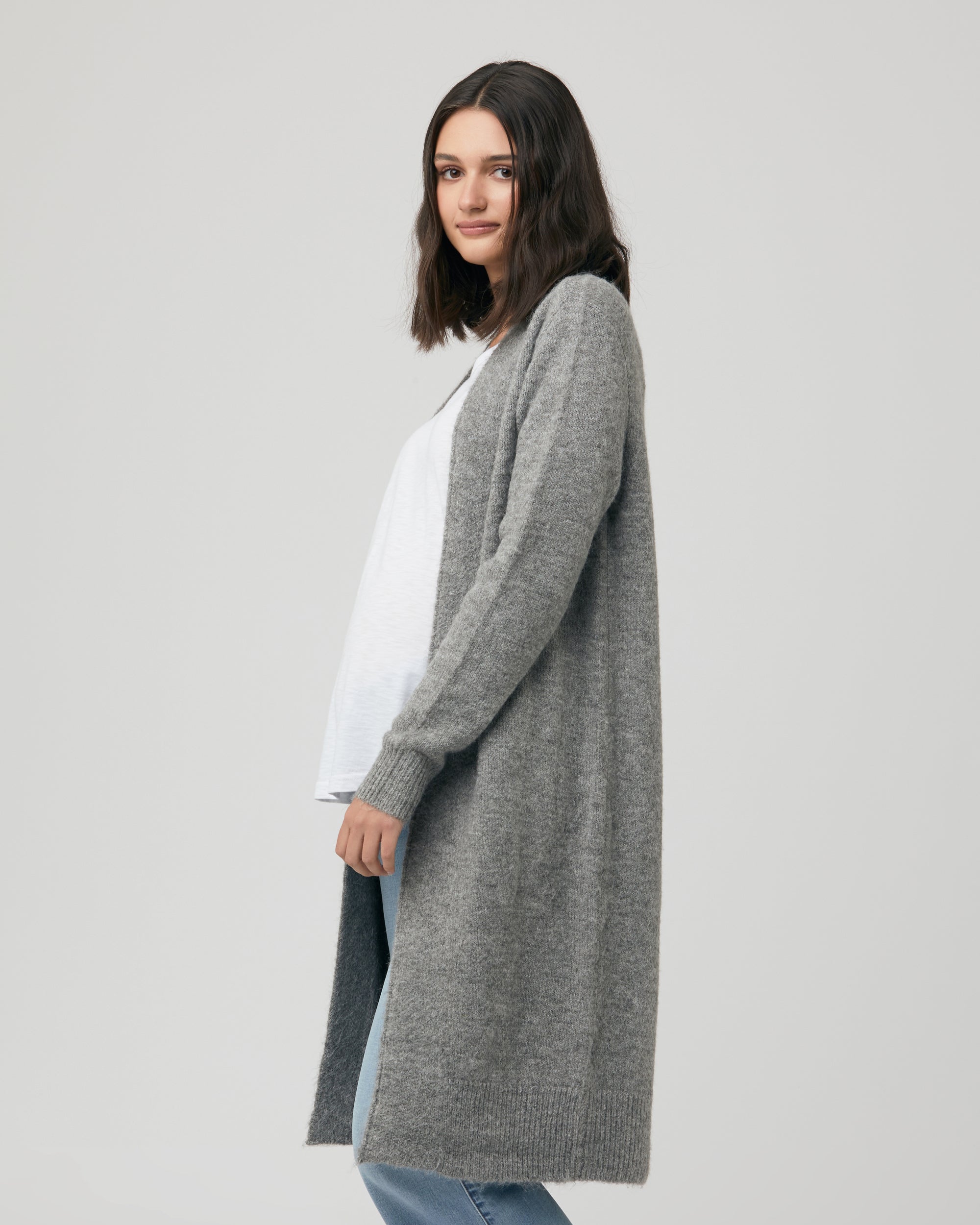 Grey cardigan shop with hood