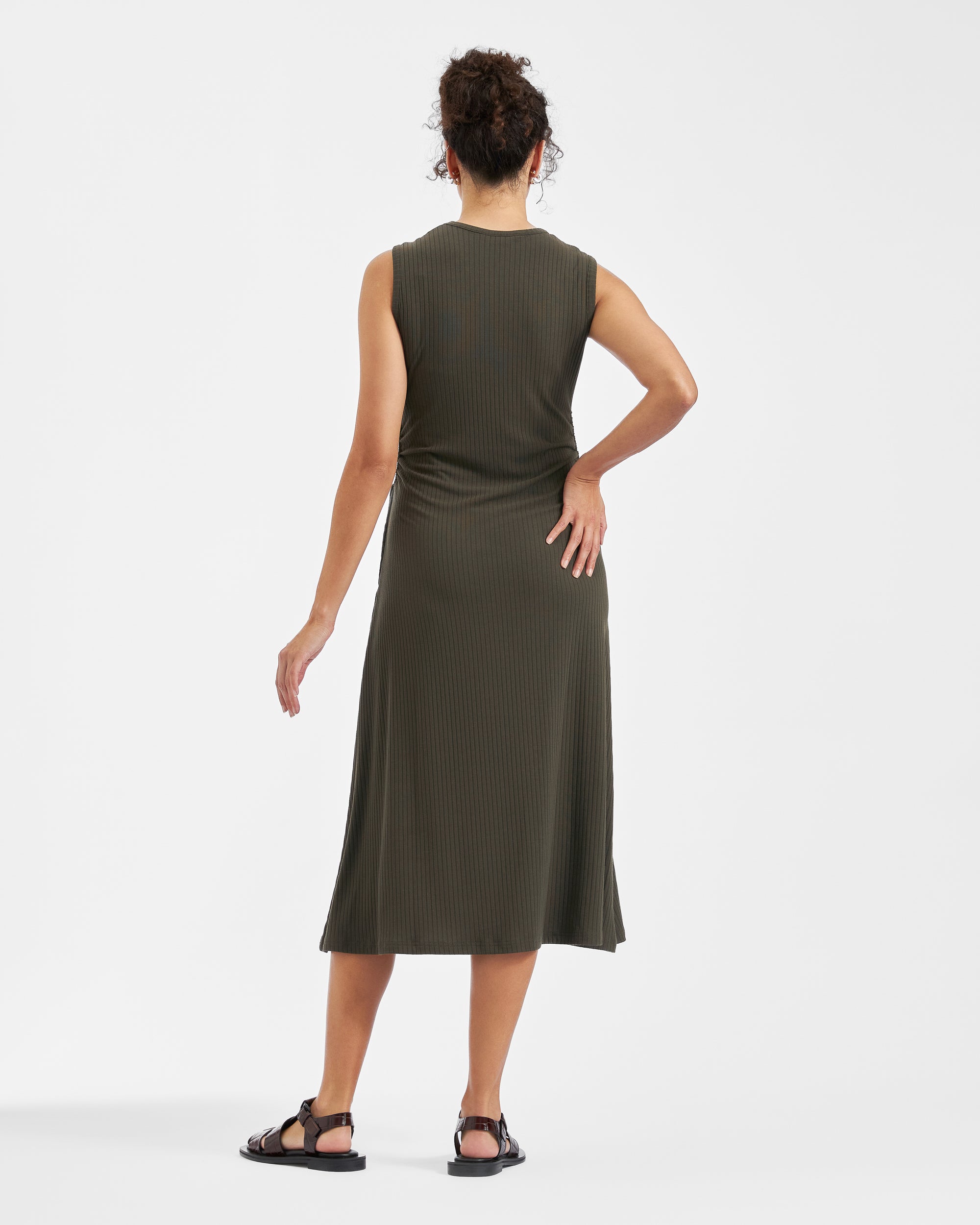 Carol Rib A-line Dress  Khaki