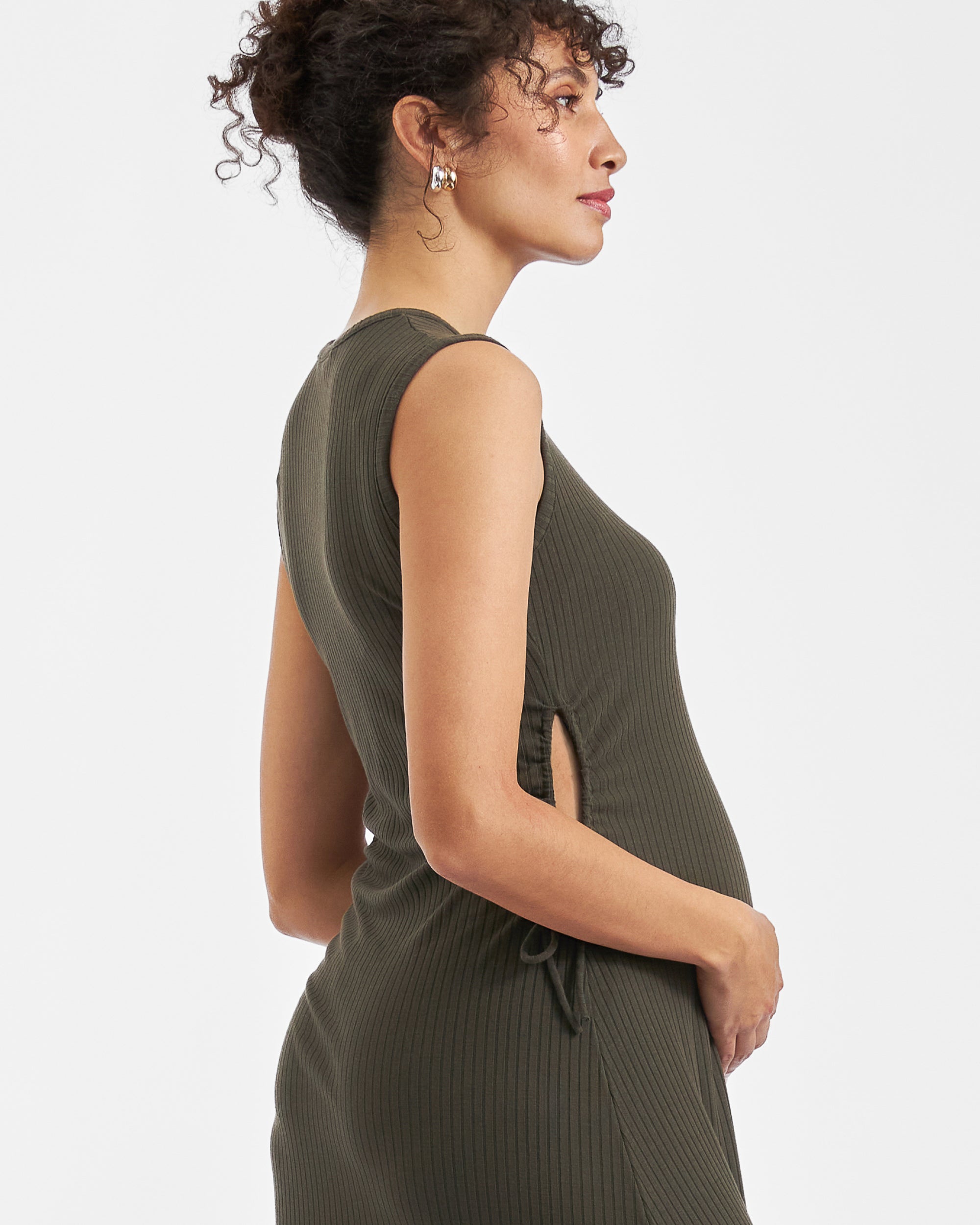 Carol Rib A-line Dress  Khaki