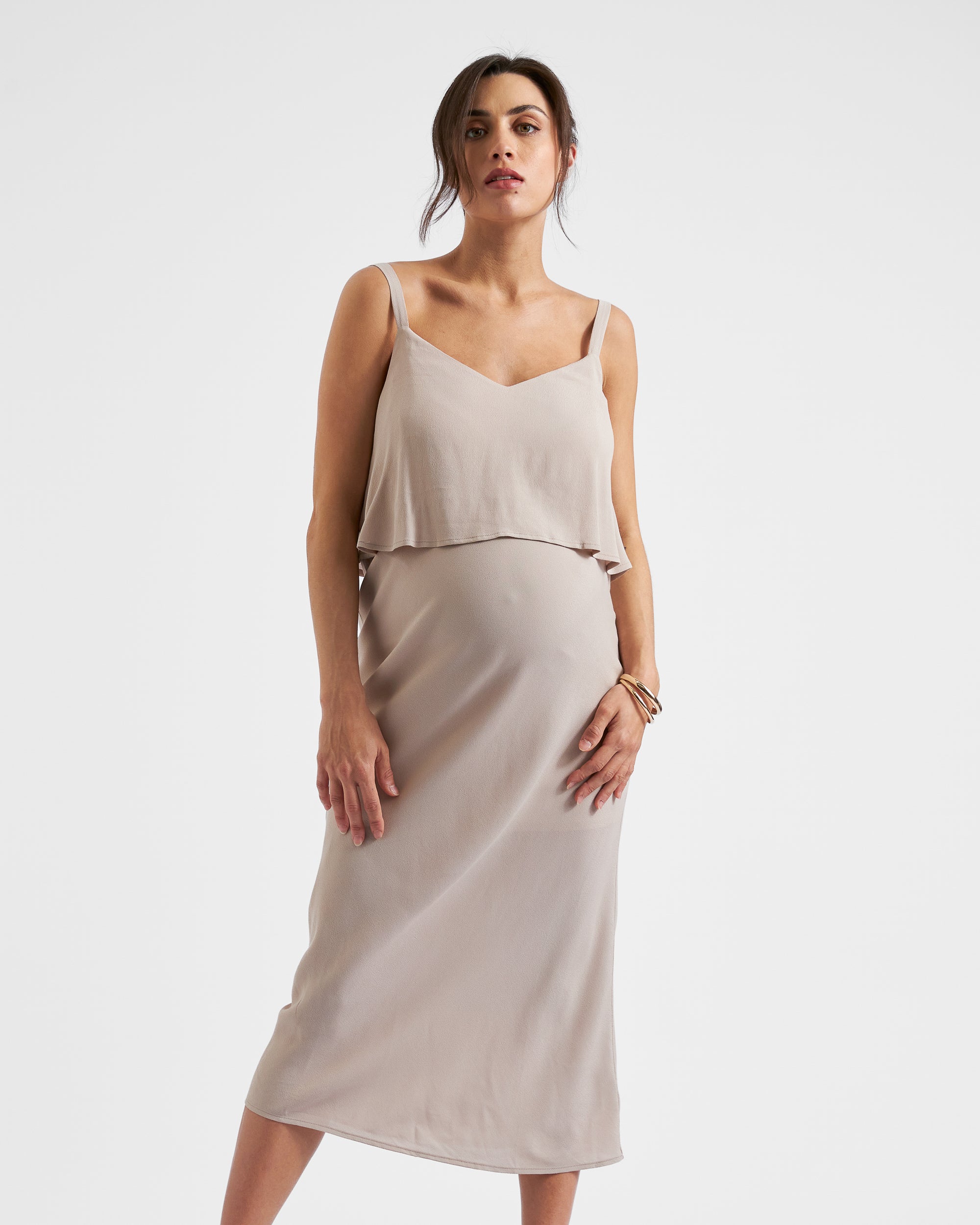 Alma Nursing Slip Dress  Sand