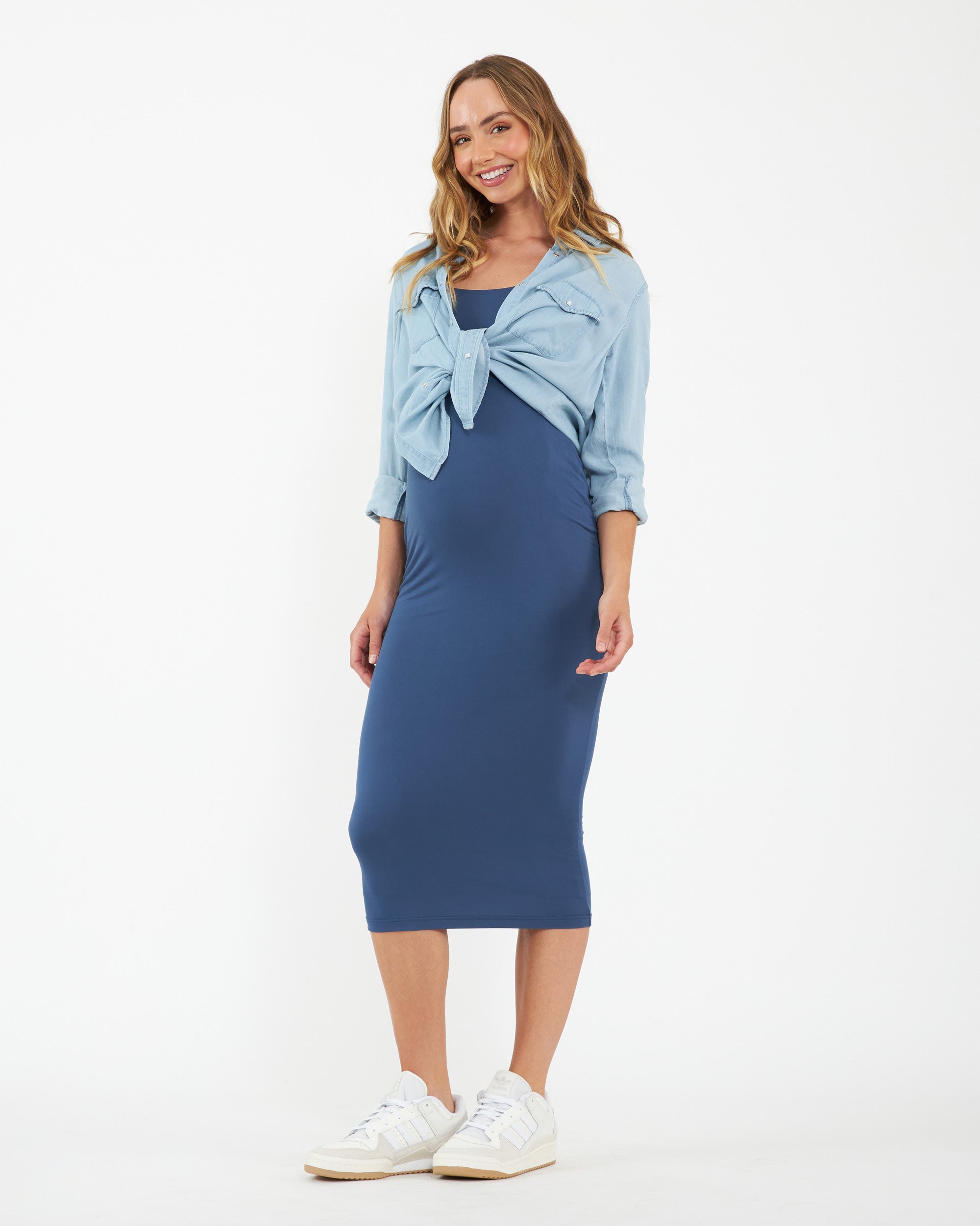 Luxe Knit Contour Dress - Deep Blue