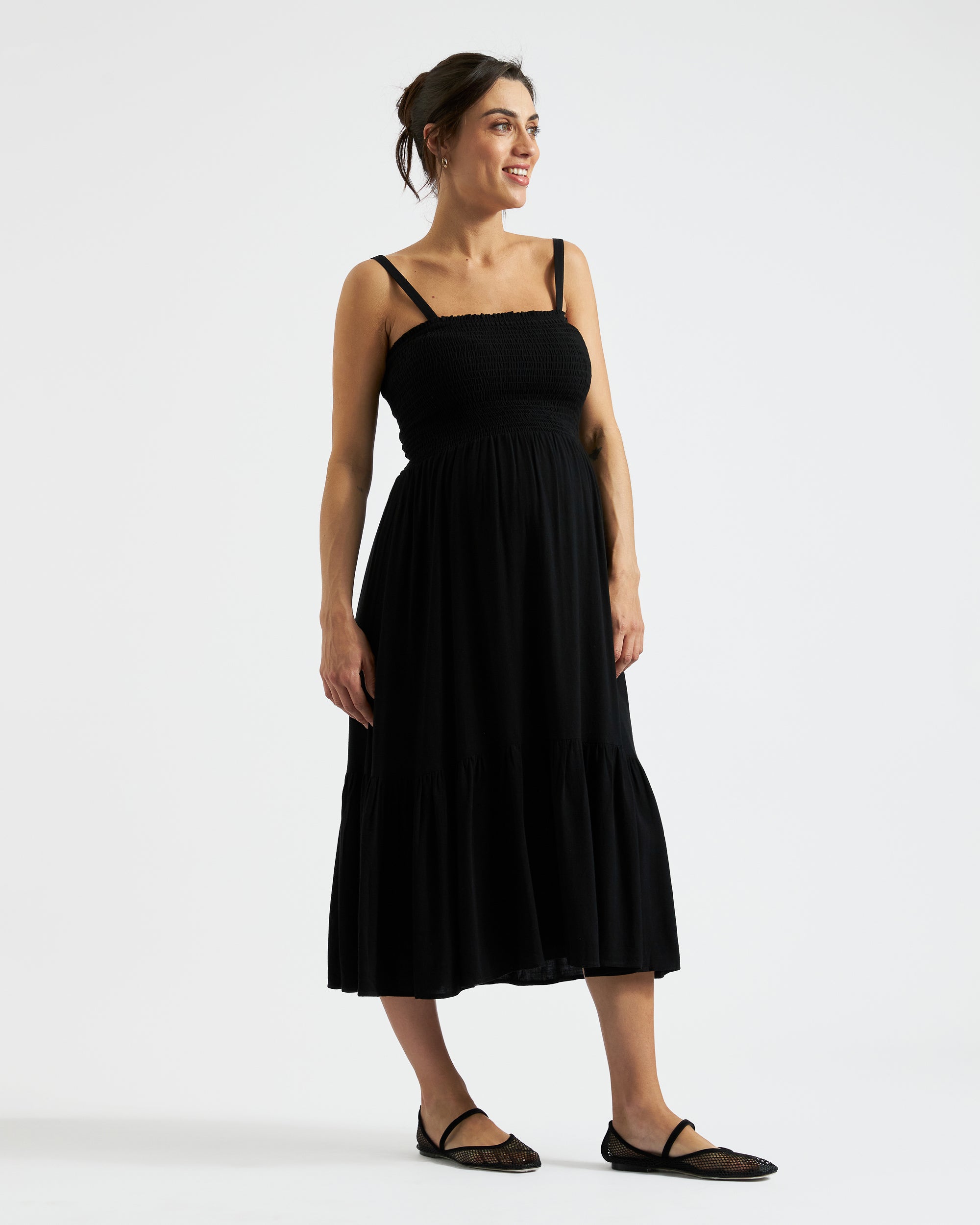 Blair Shirred Dress Black