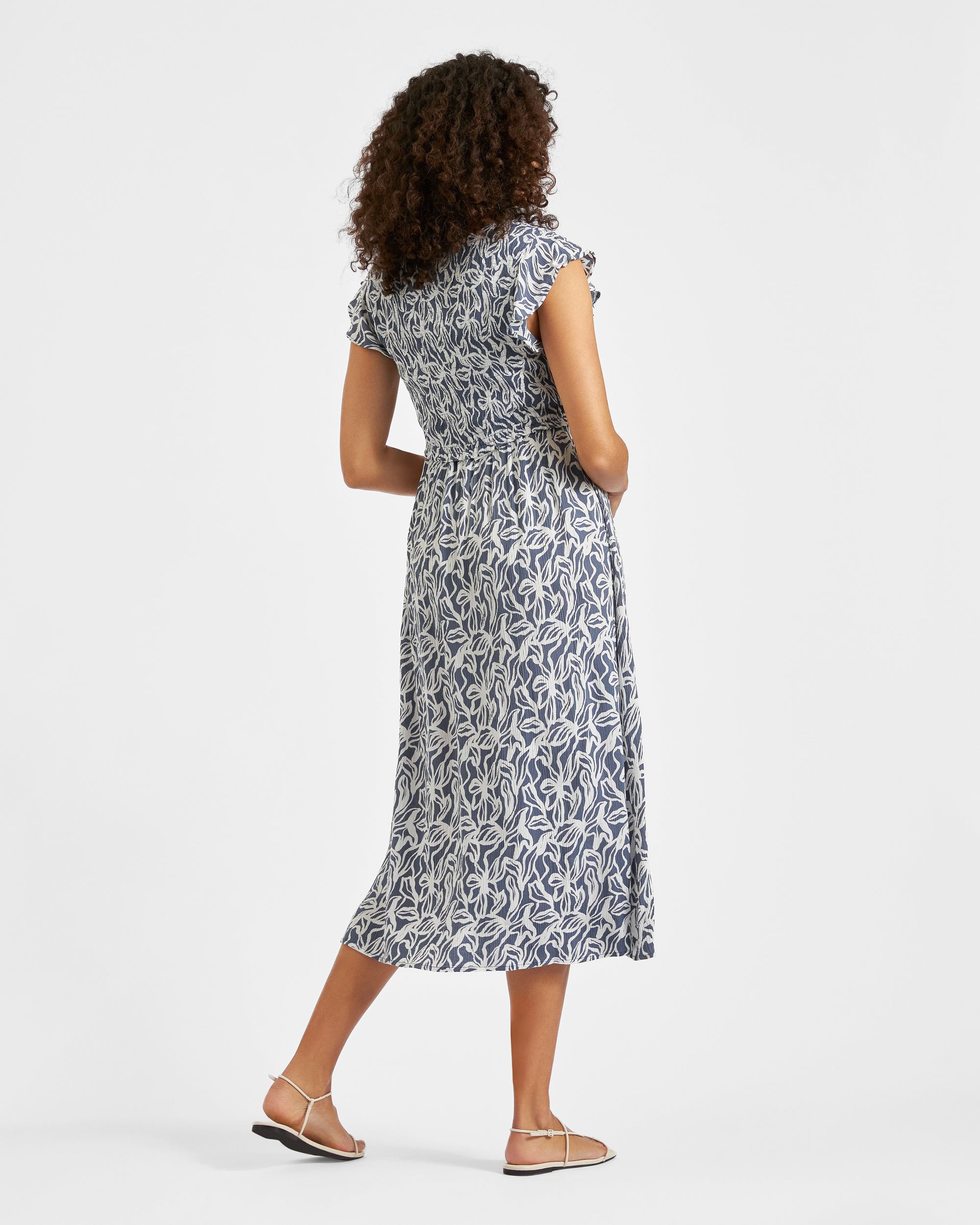 Edie Nursing Dress  Washed Indigo / White