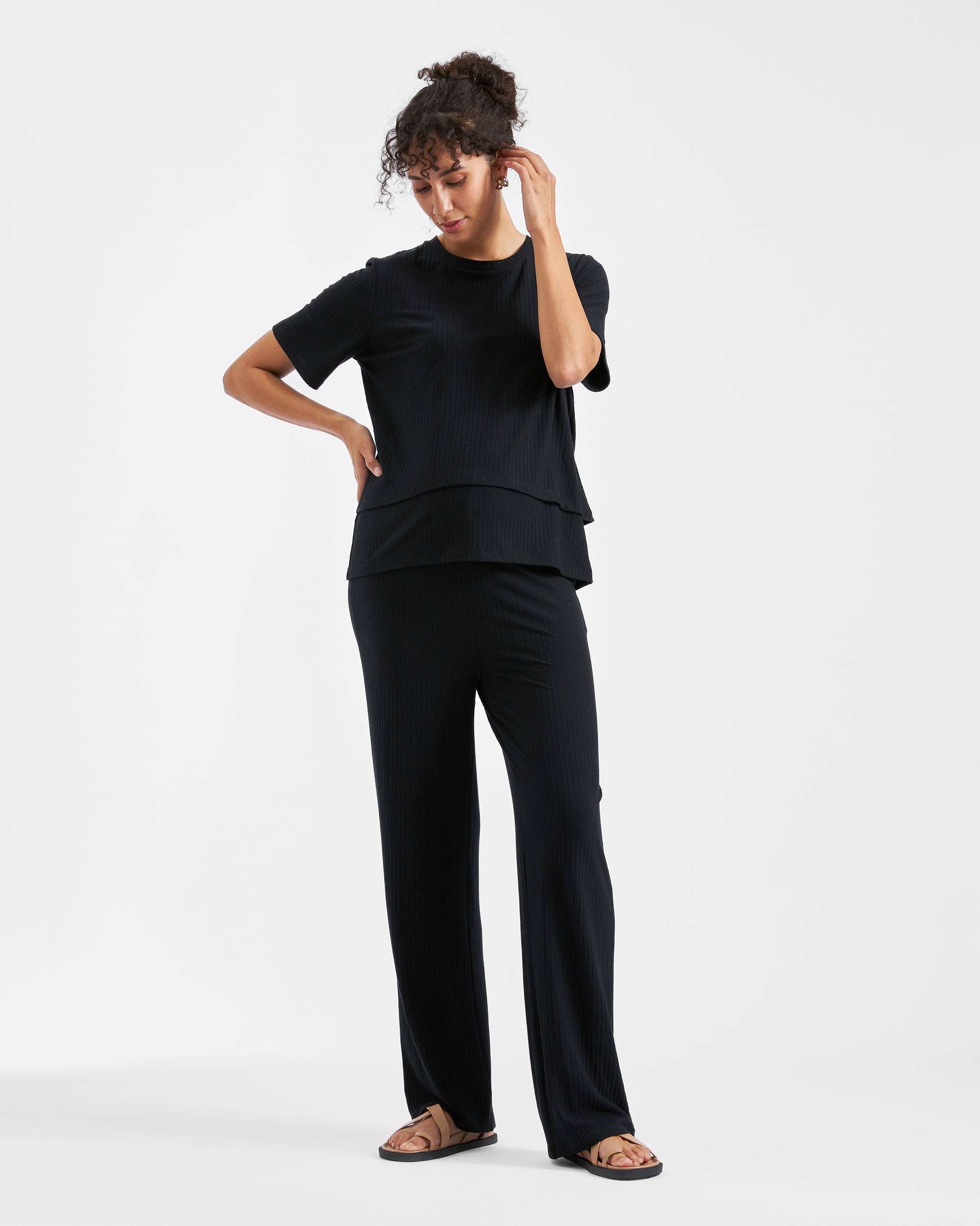 Cindy Rib Pant  Black