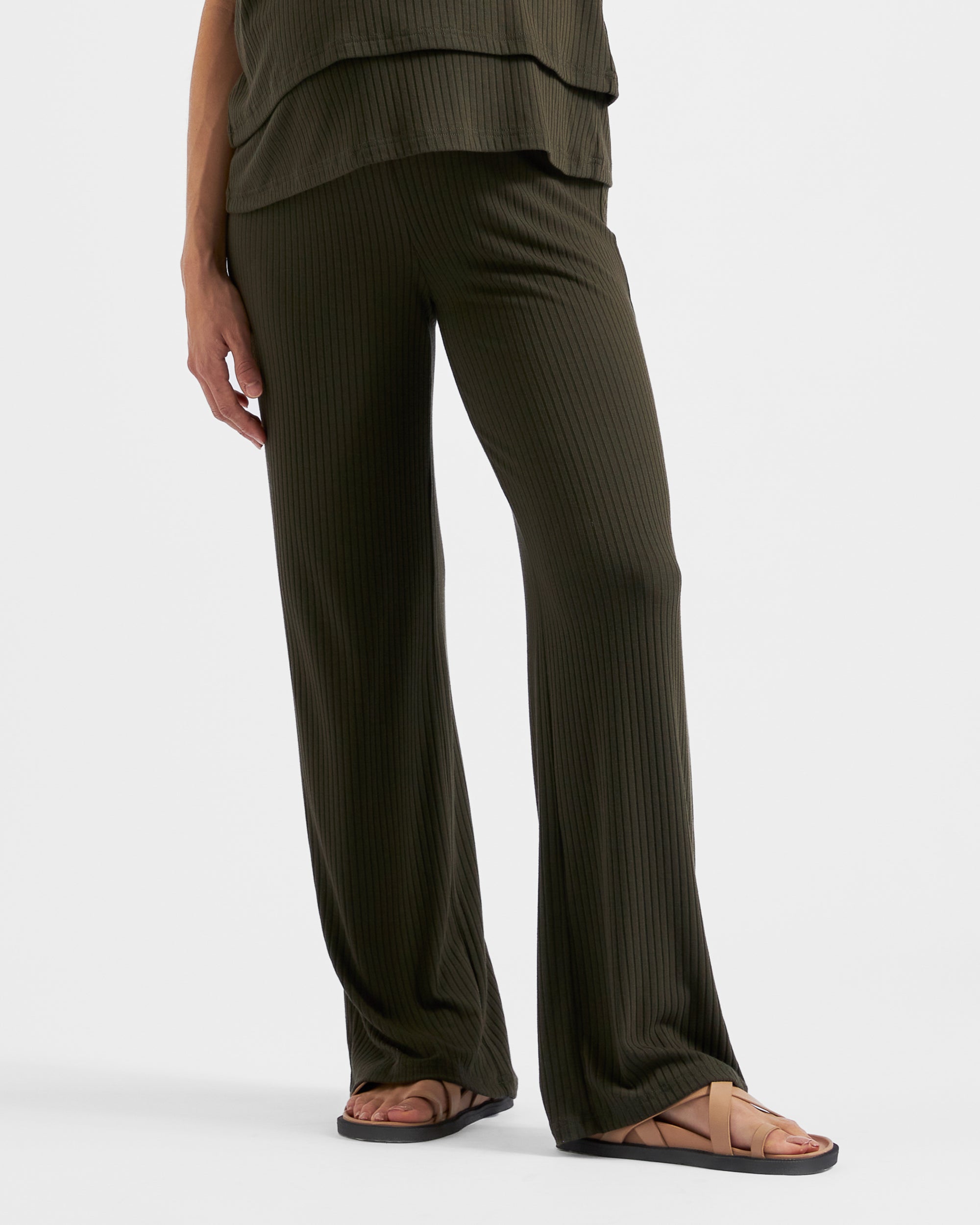 Cindy Rib Pant  Khaki