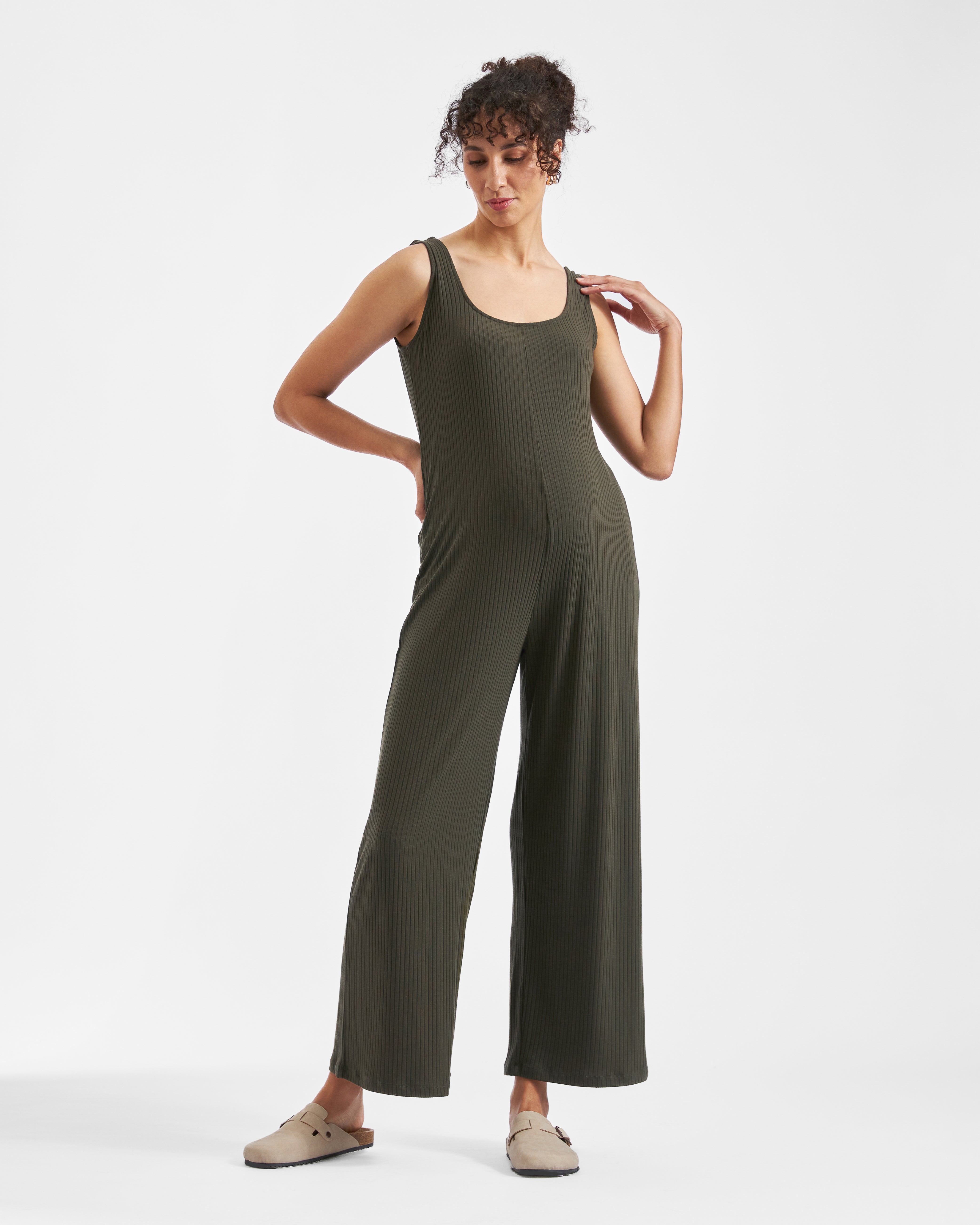 Bobby Rib Jumpsuit  Khaki