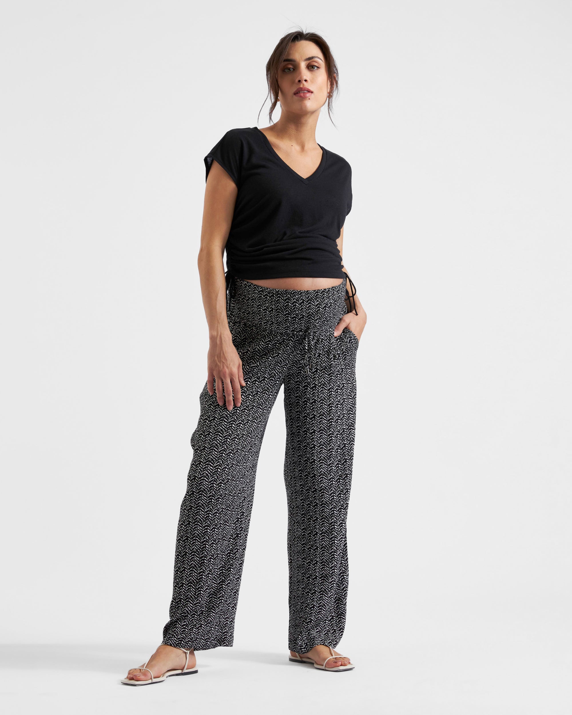 Emmy Shirred Pant Black / Natural