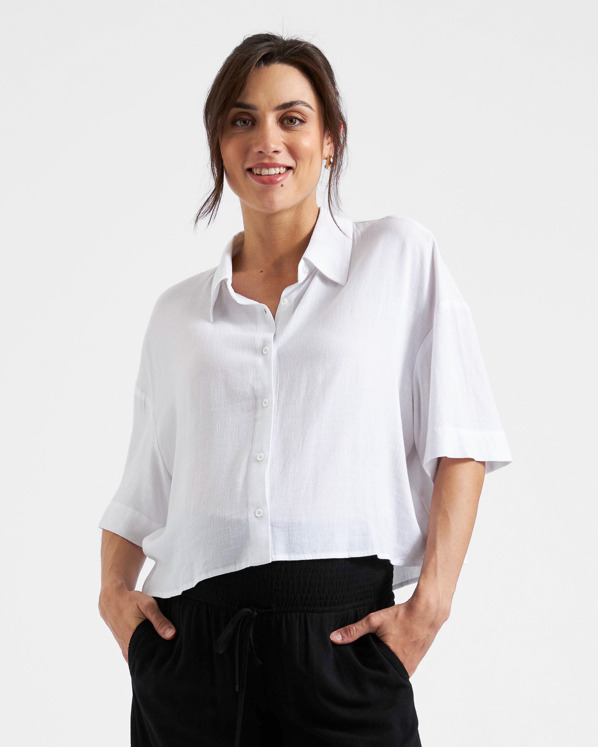 Farrah Crop Shirt  White