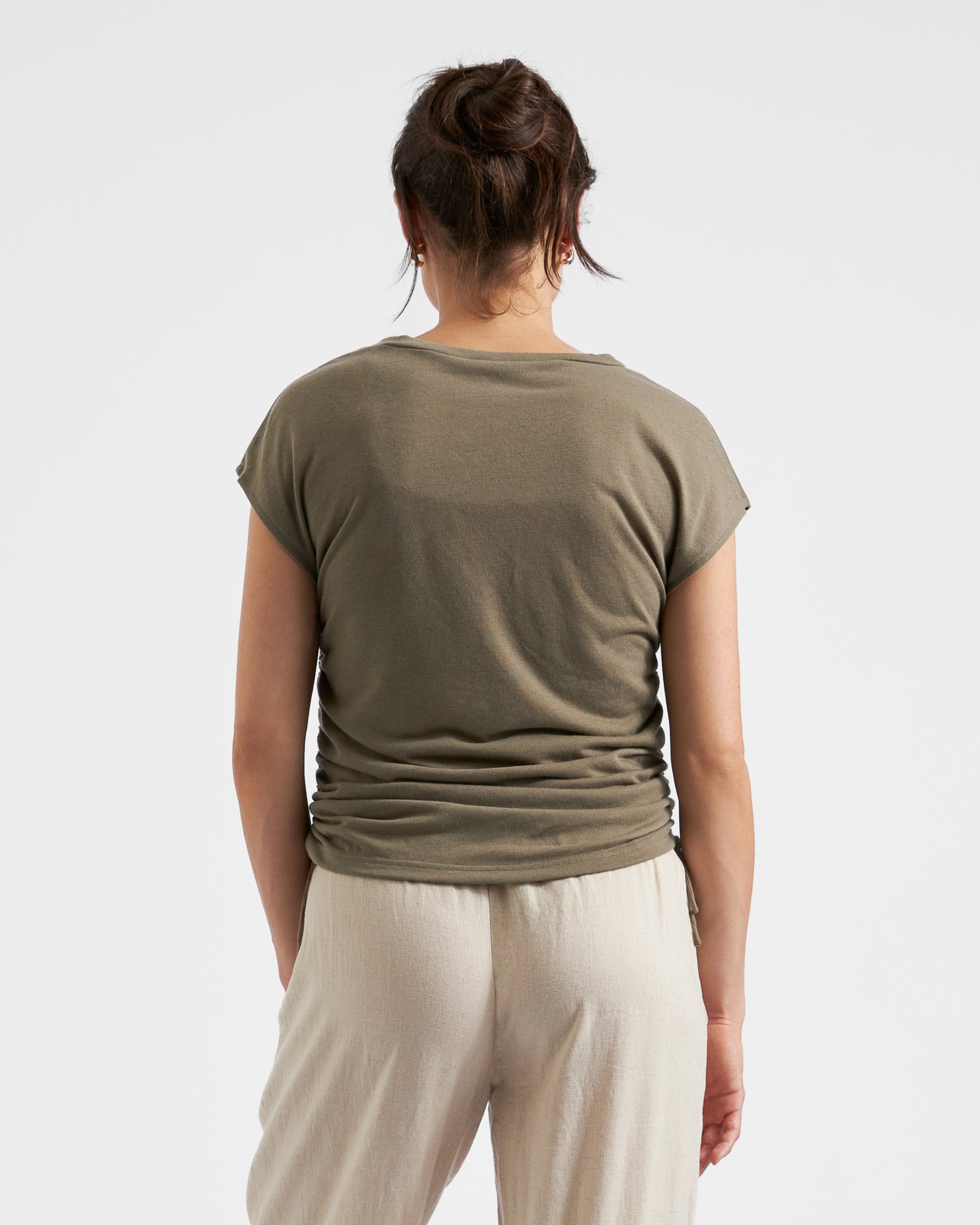 Ziggy Ruched Tee Olive