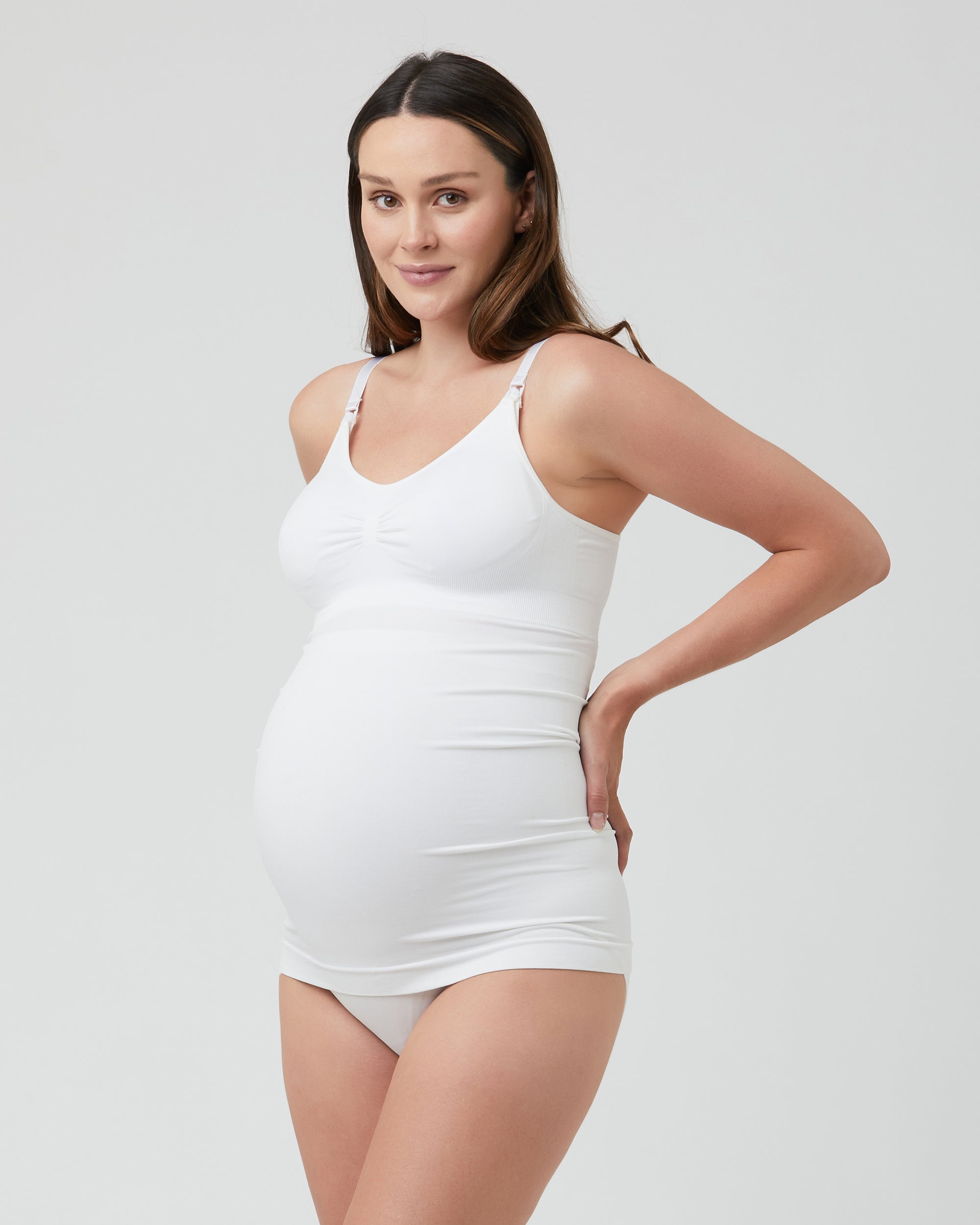Glamourmom Nursing Bra Long Tank - White - Size Small at  Women's  Clothing store: Maternity Nursing Tank Top And Cami Shirts