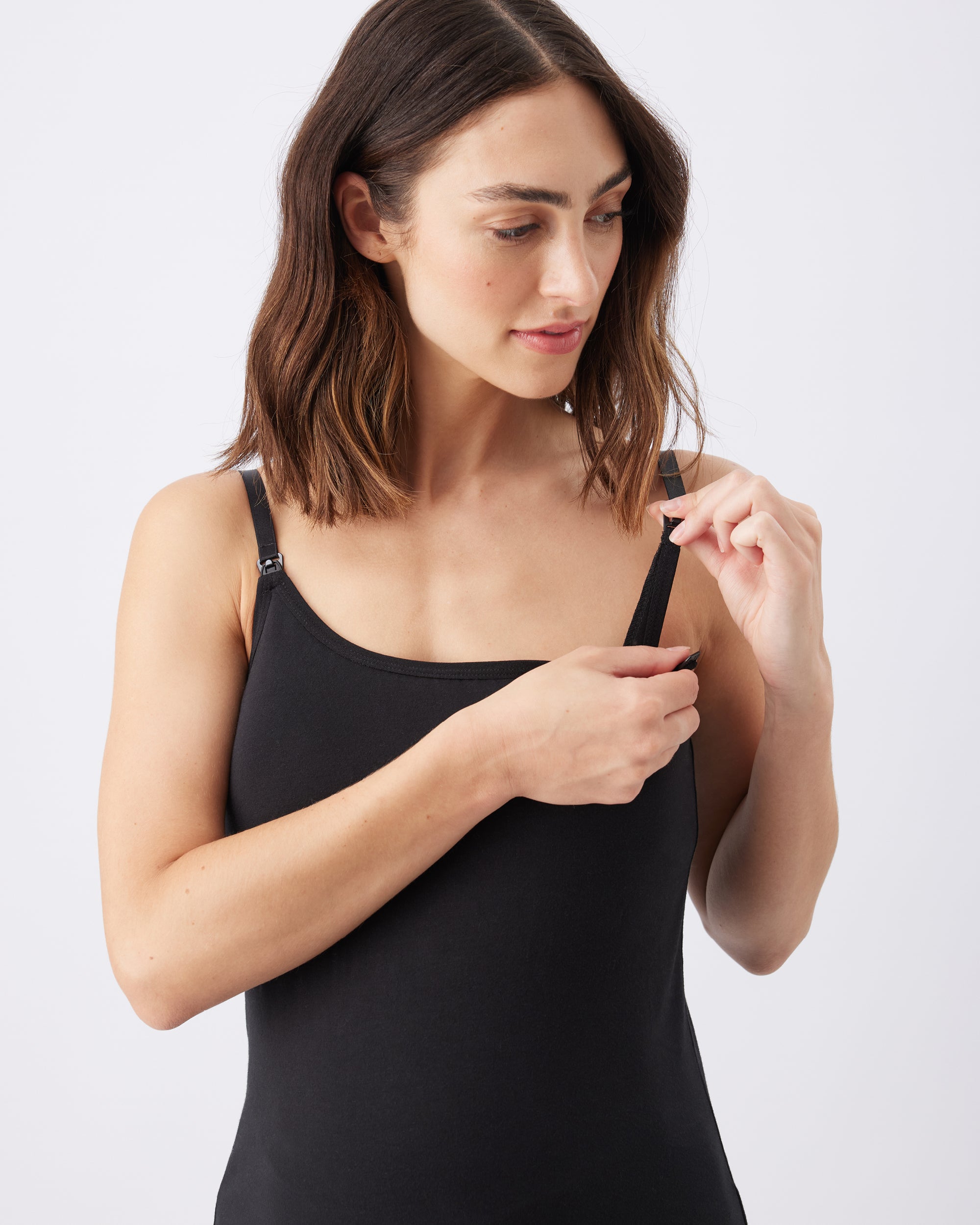 Organic Cotton Nursing Cami Black