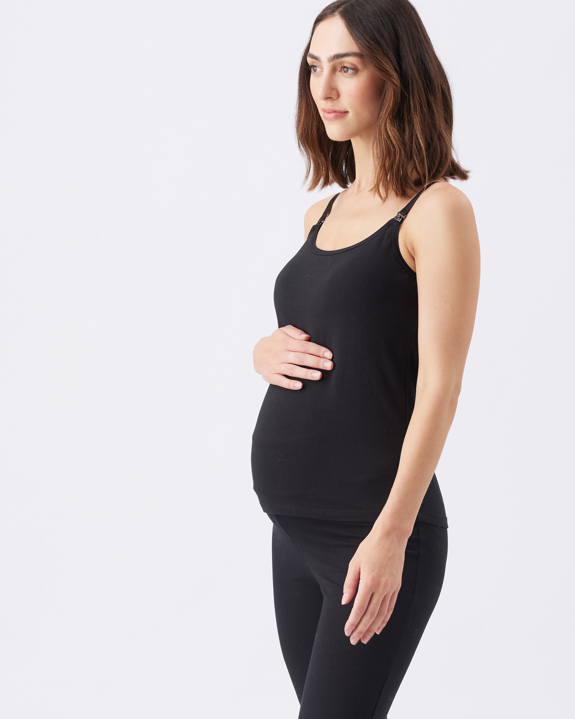 Organic Cotton Nursing Cami Black