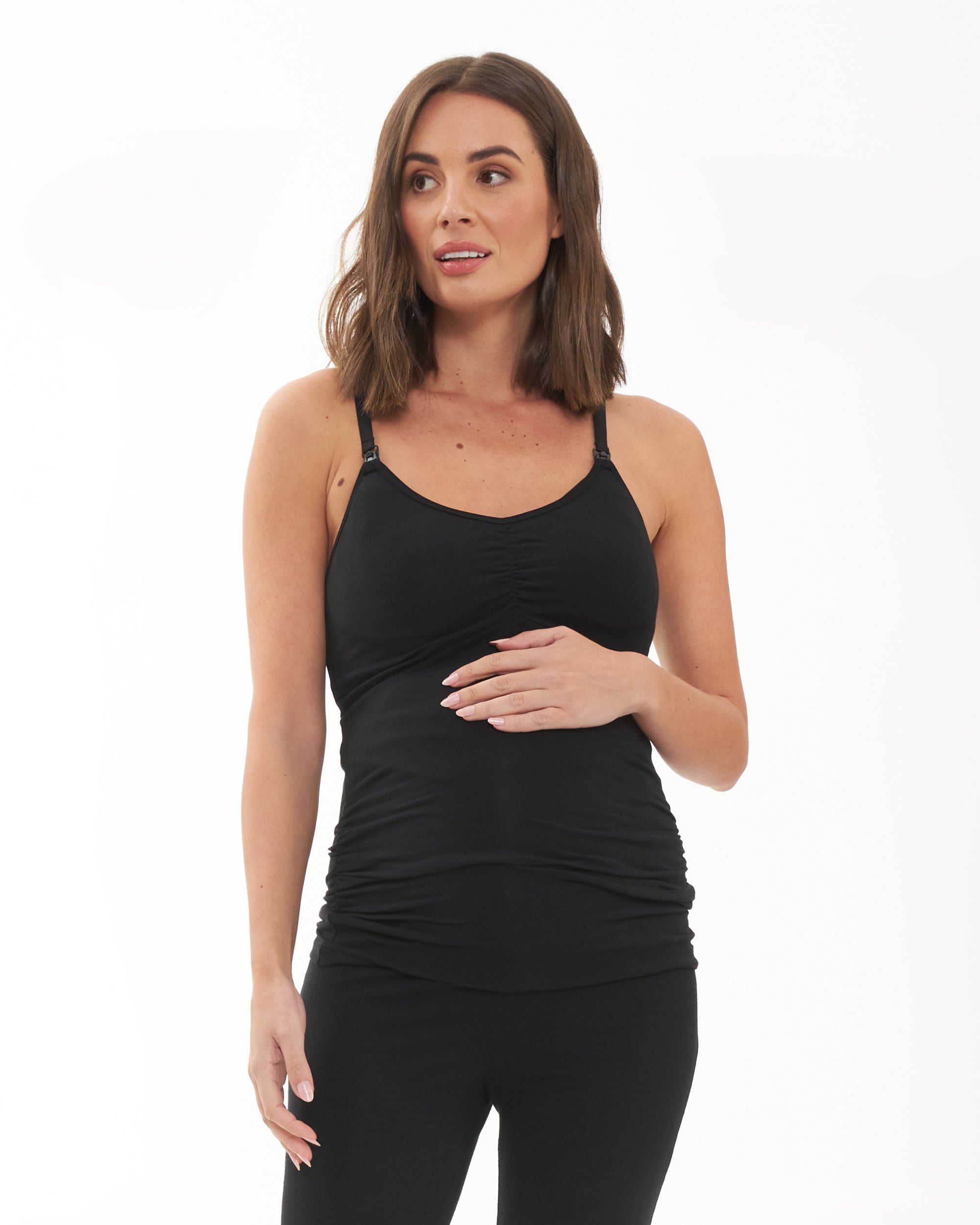 Mamalicious Maternity Nursing cami top with breast feeding function in  black