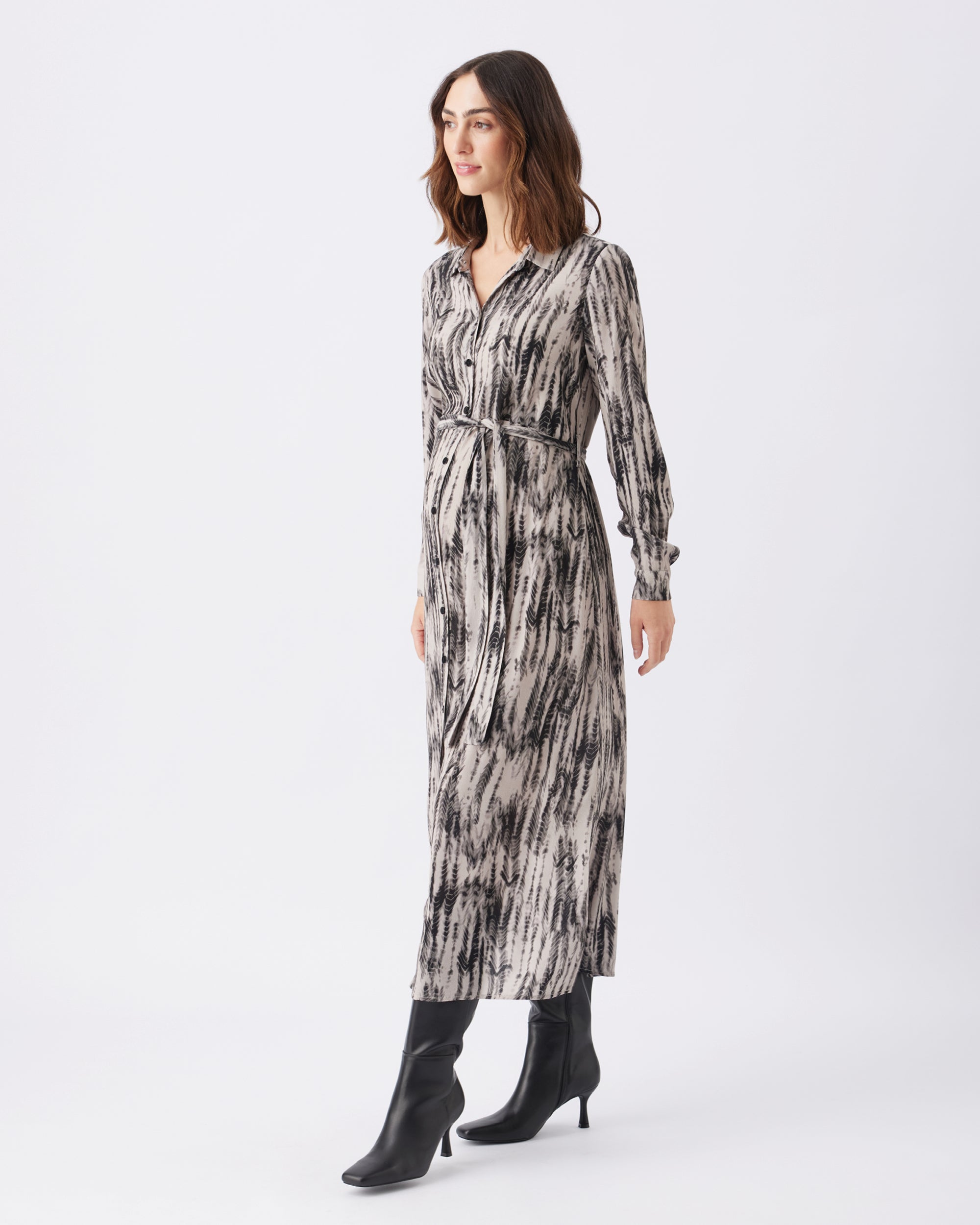 Sylvia Shirt Dress  Natural / Black