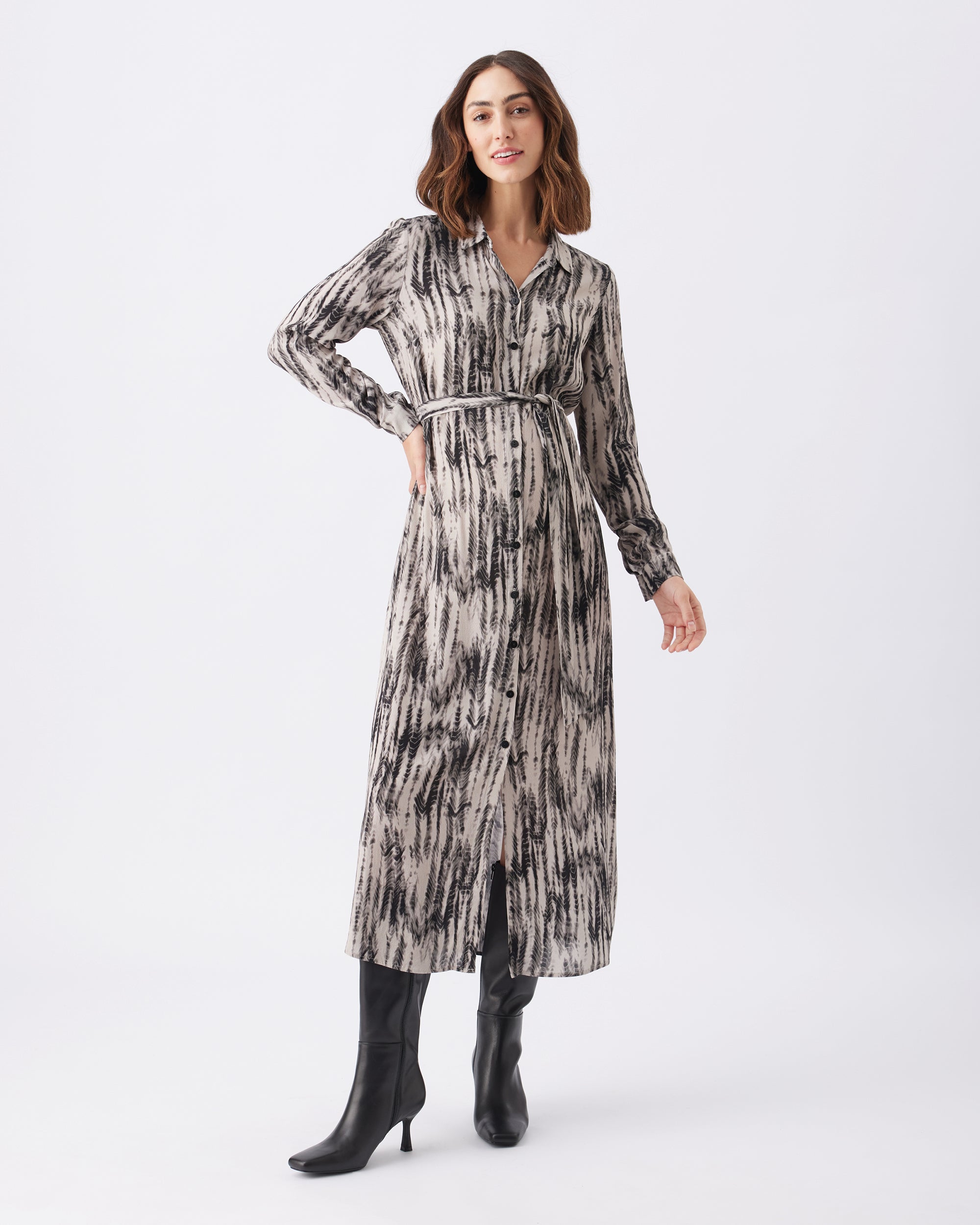 Sylvia Shirt Dress  Natural / Black