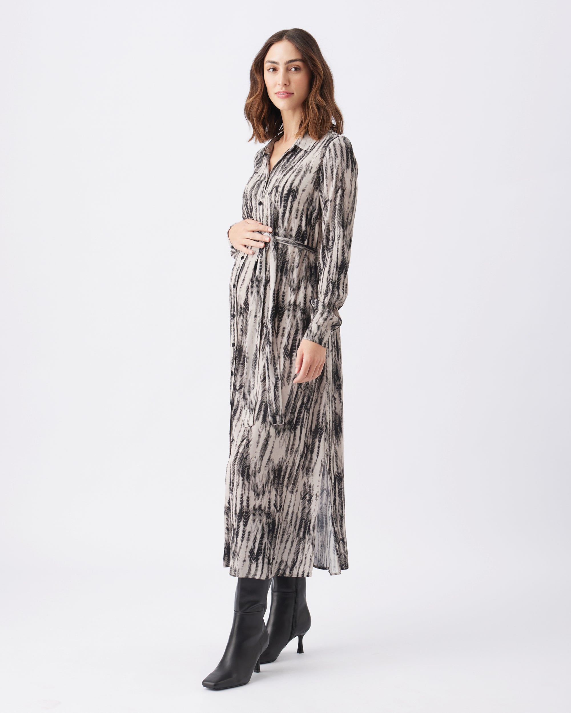 Sylvia Shirt Dress  Natural / Black