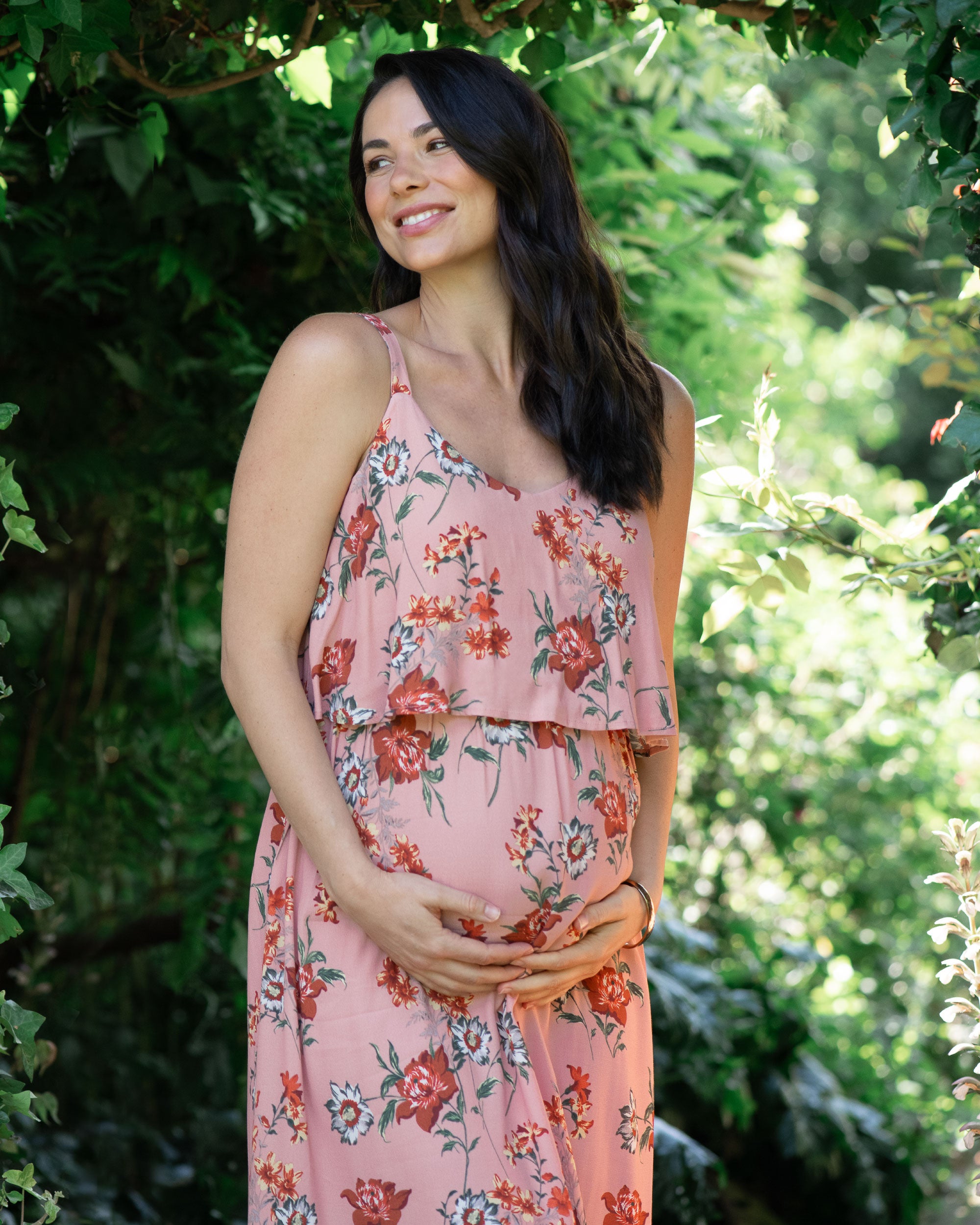 Maternity Maxi Dress with FREE MASK(Lamis Red)