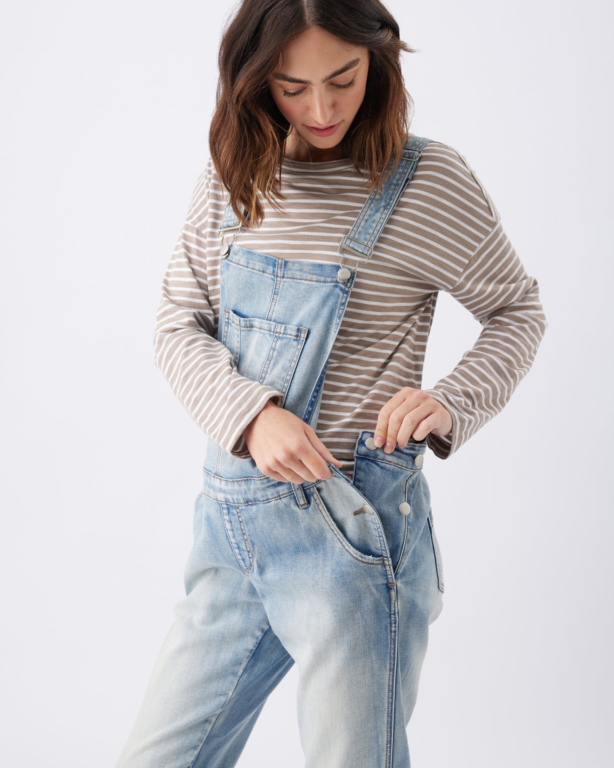 Denim Overalls Pale Blue