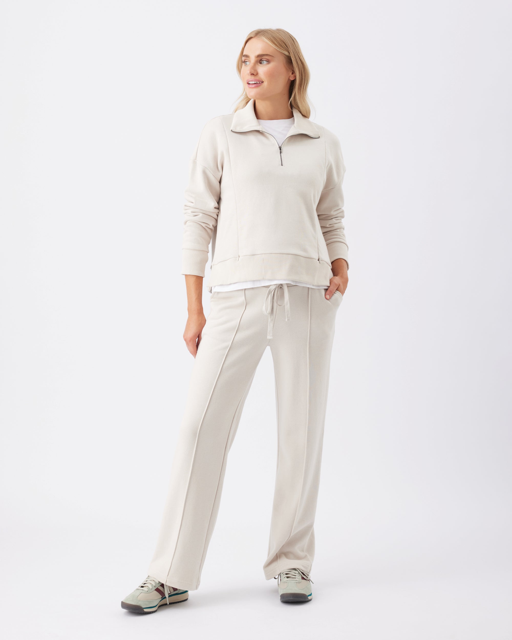 Terry Wide Leg Jogger  Chalk