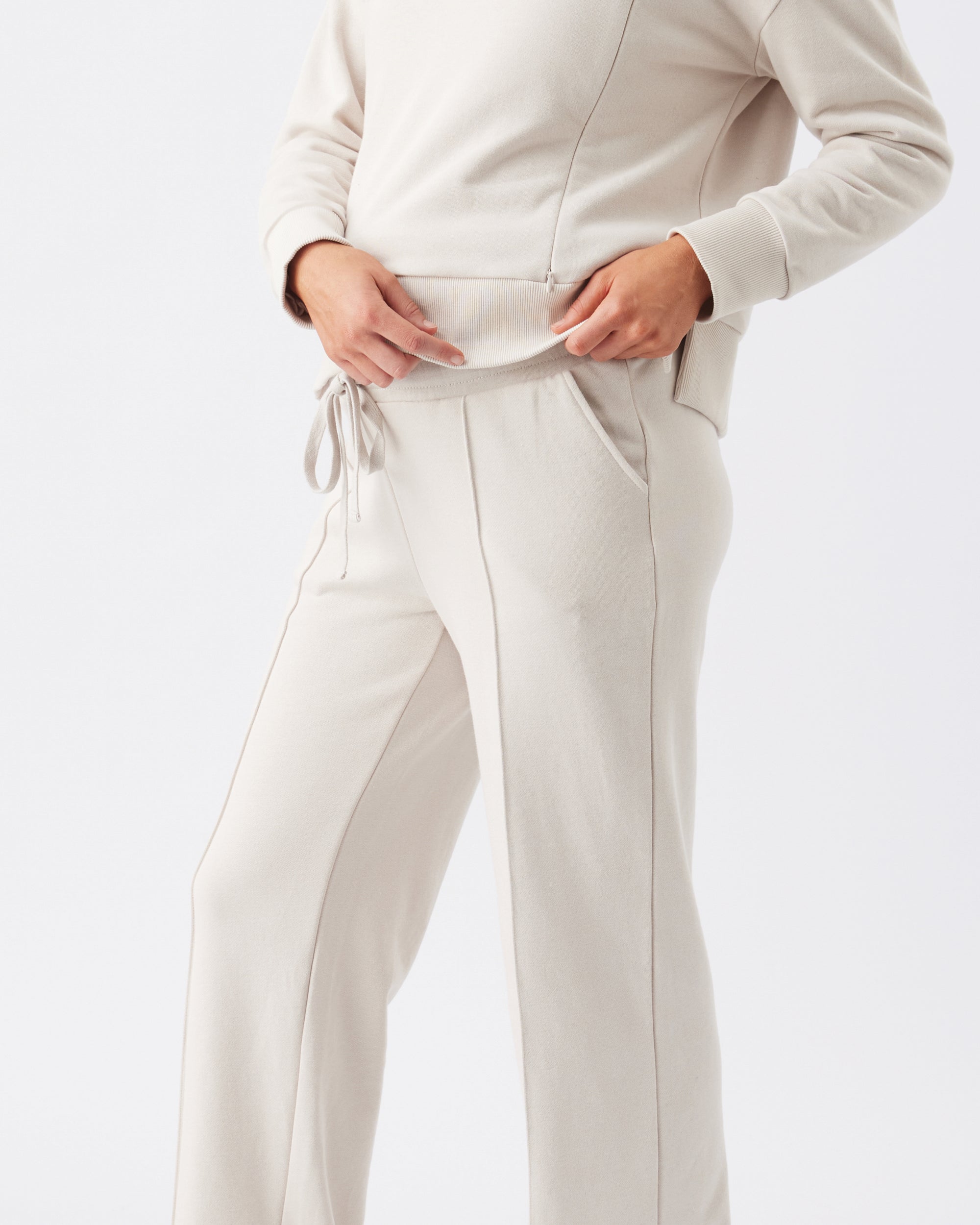 Terry Wide Leg Jogger  Chalk