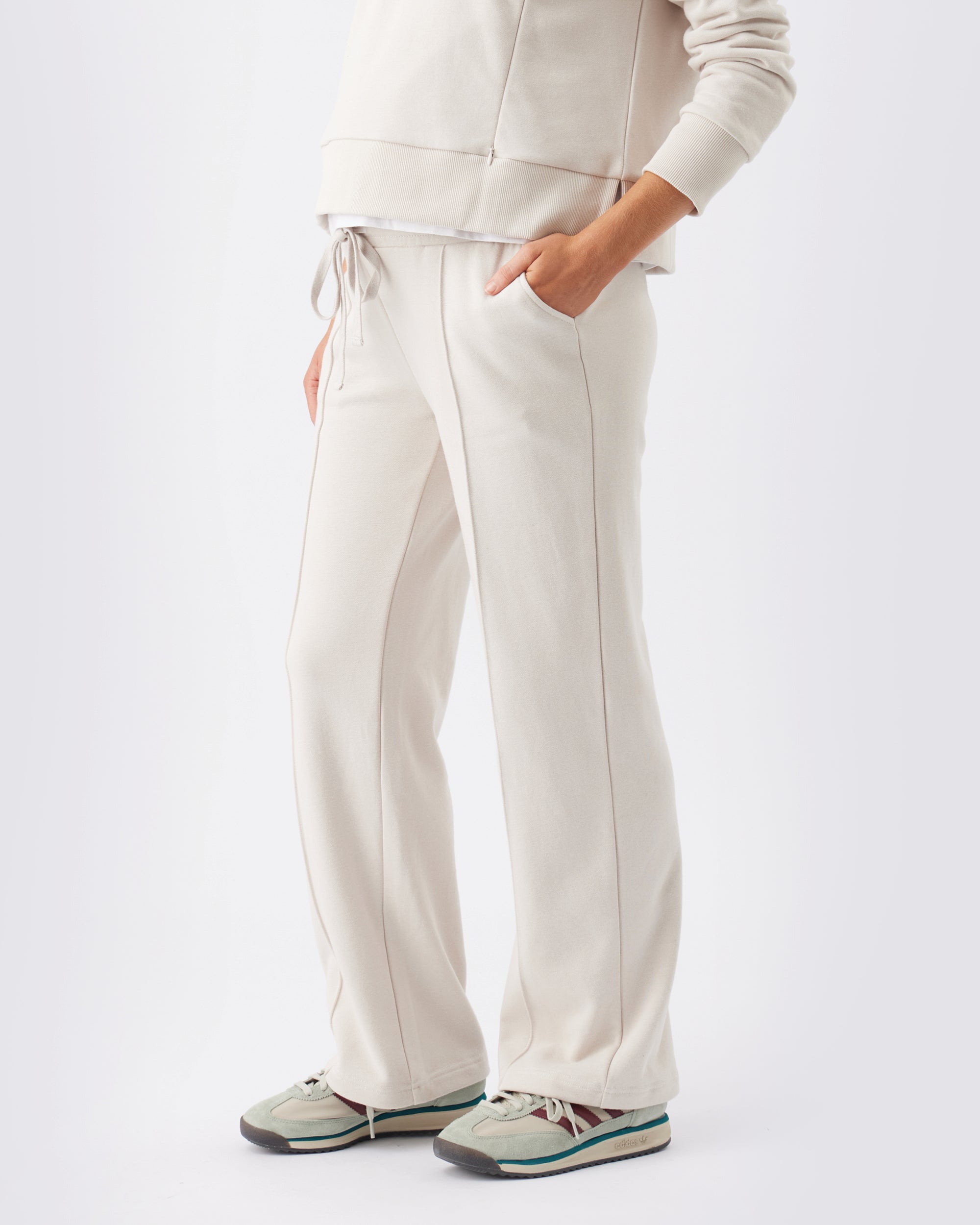 Terry Wide Leg Jogger  Chalk