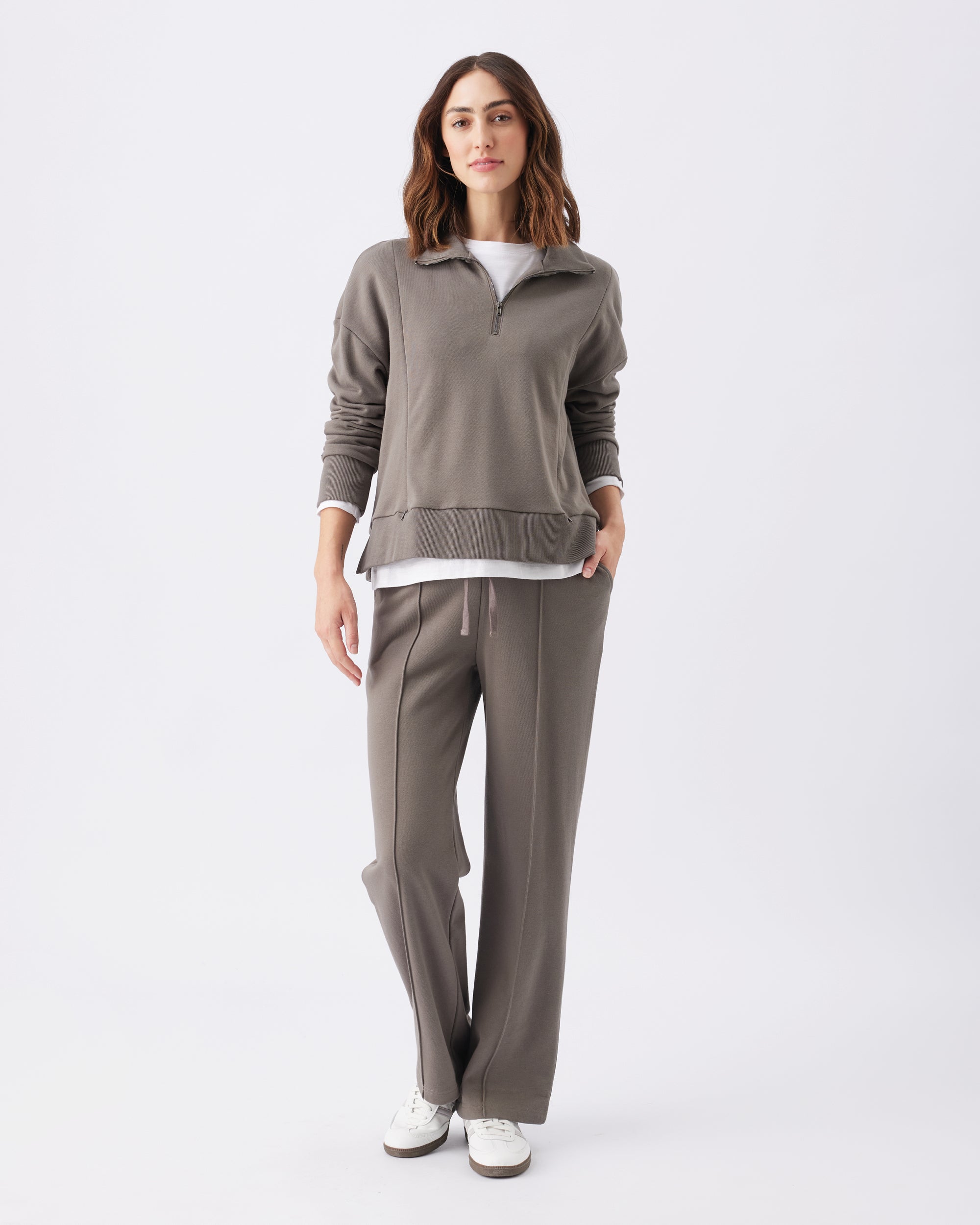 Terry Wide Leg Jogger  Earth