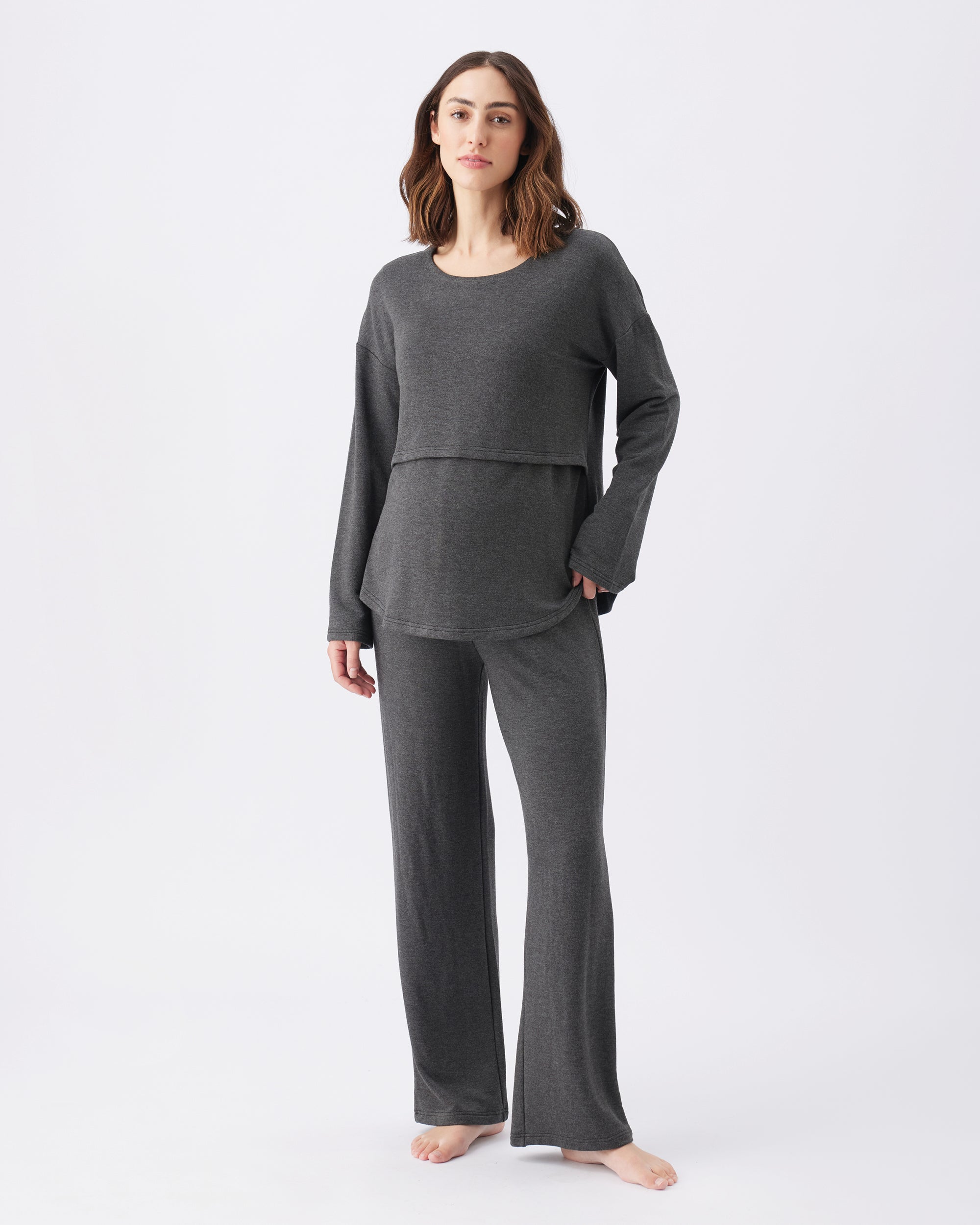 Super Soft Nursing Top Charcoal Marle