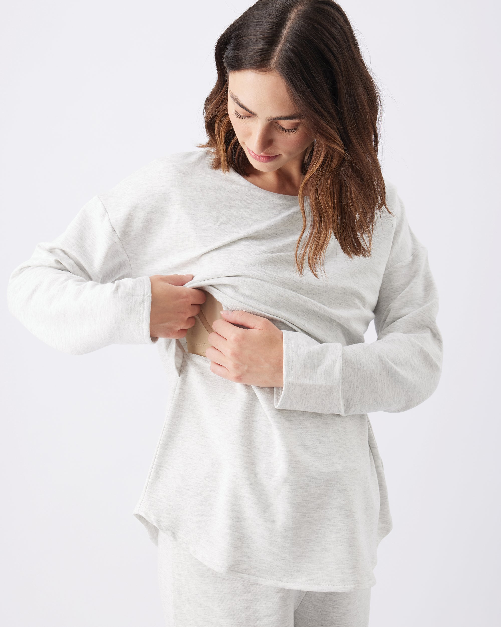 Super Soft Nursing Top Silver Marle