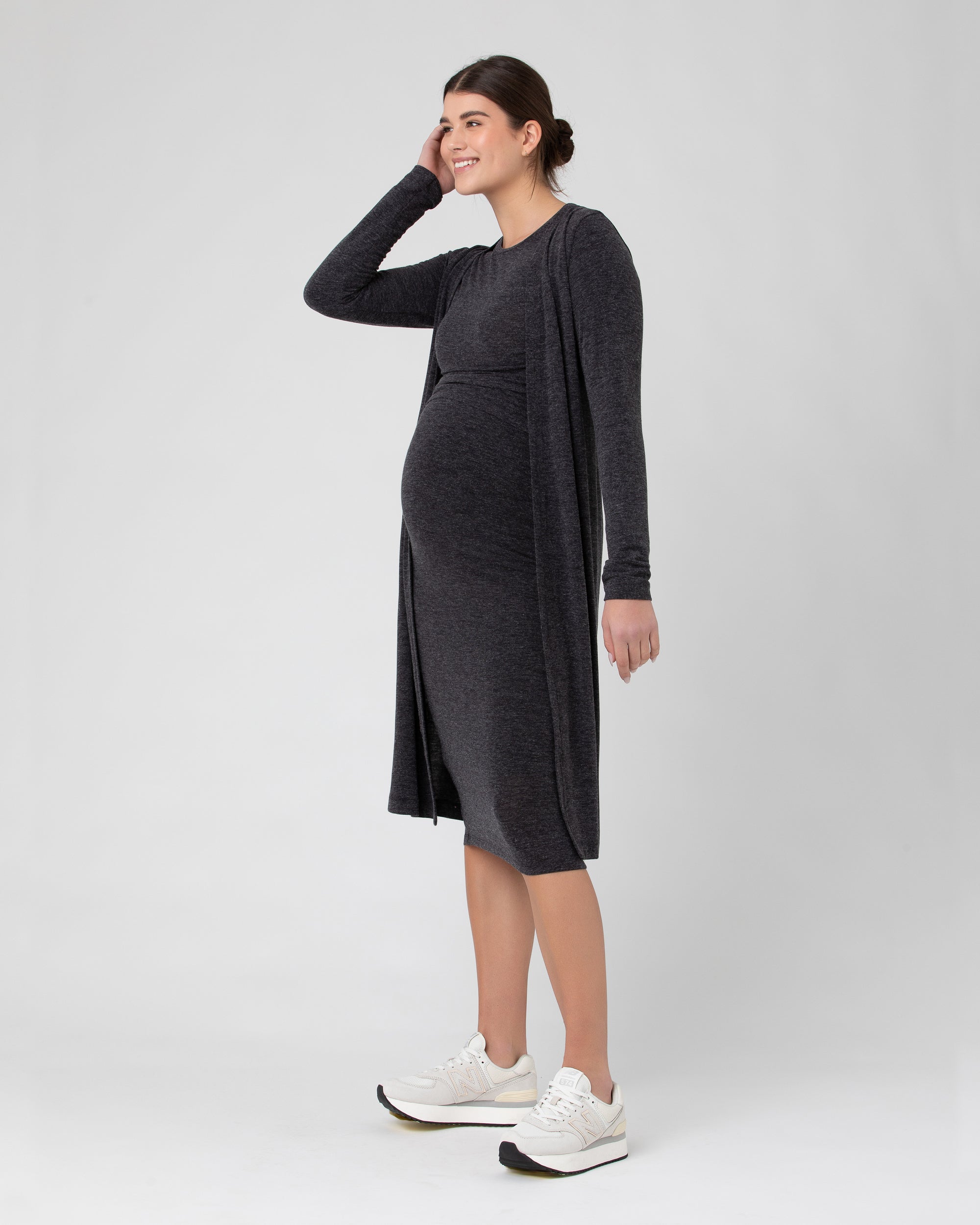 Dark grey hot sale longline cardigan