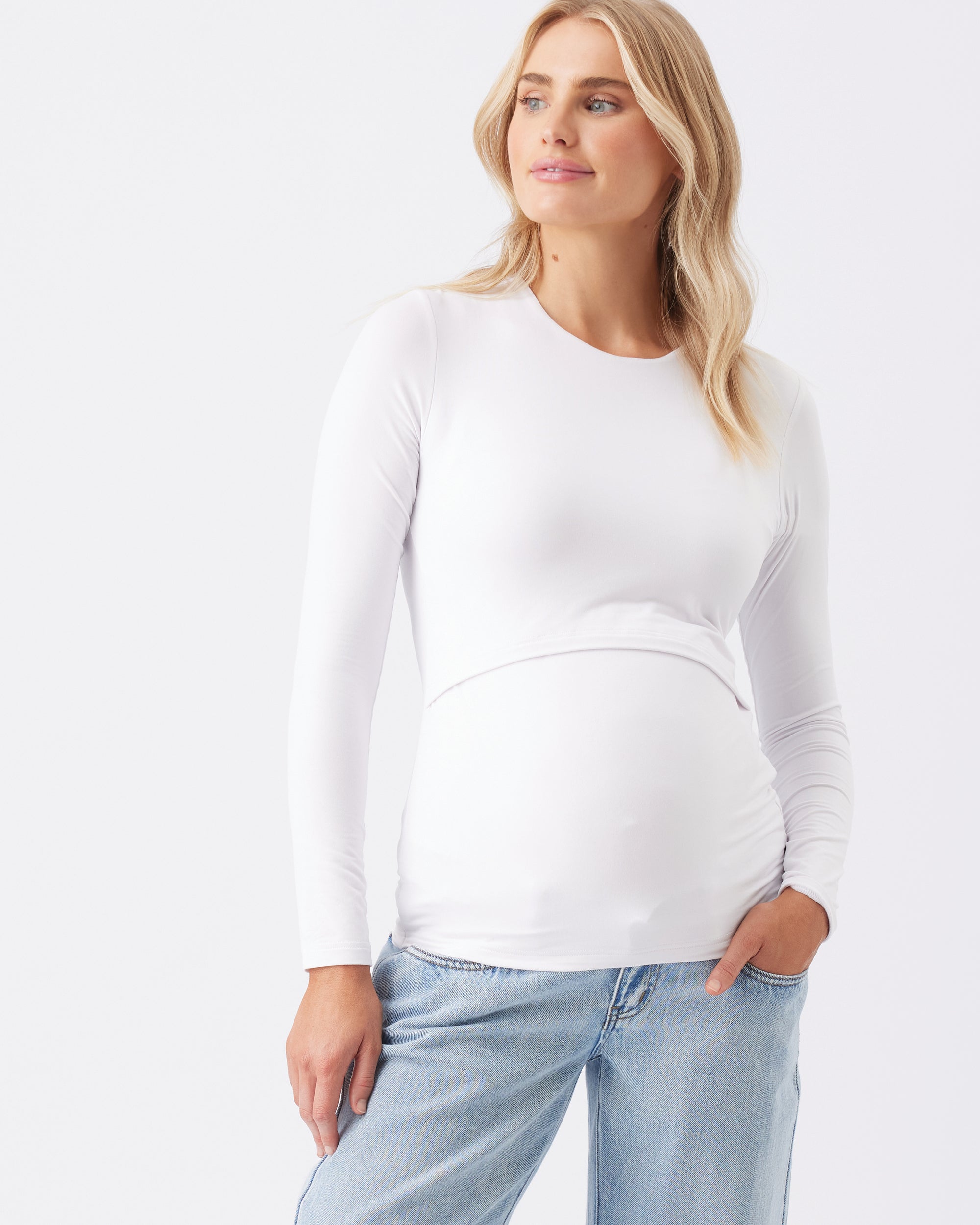 Luxe Knit Nursing Top  White