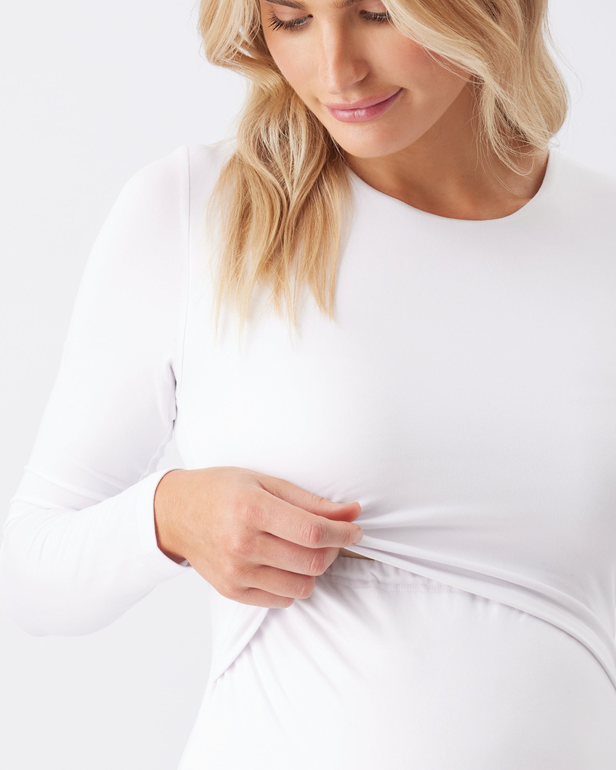 Luxe Knit Nursing Top  White