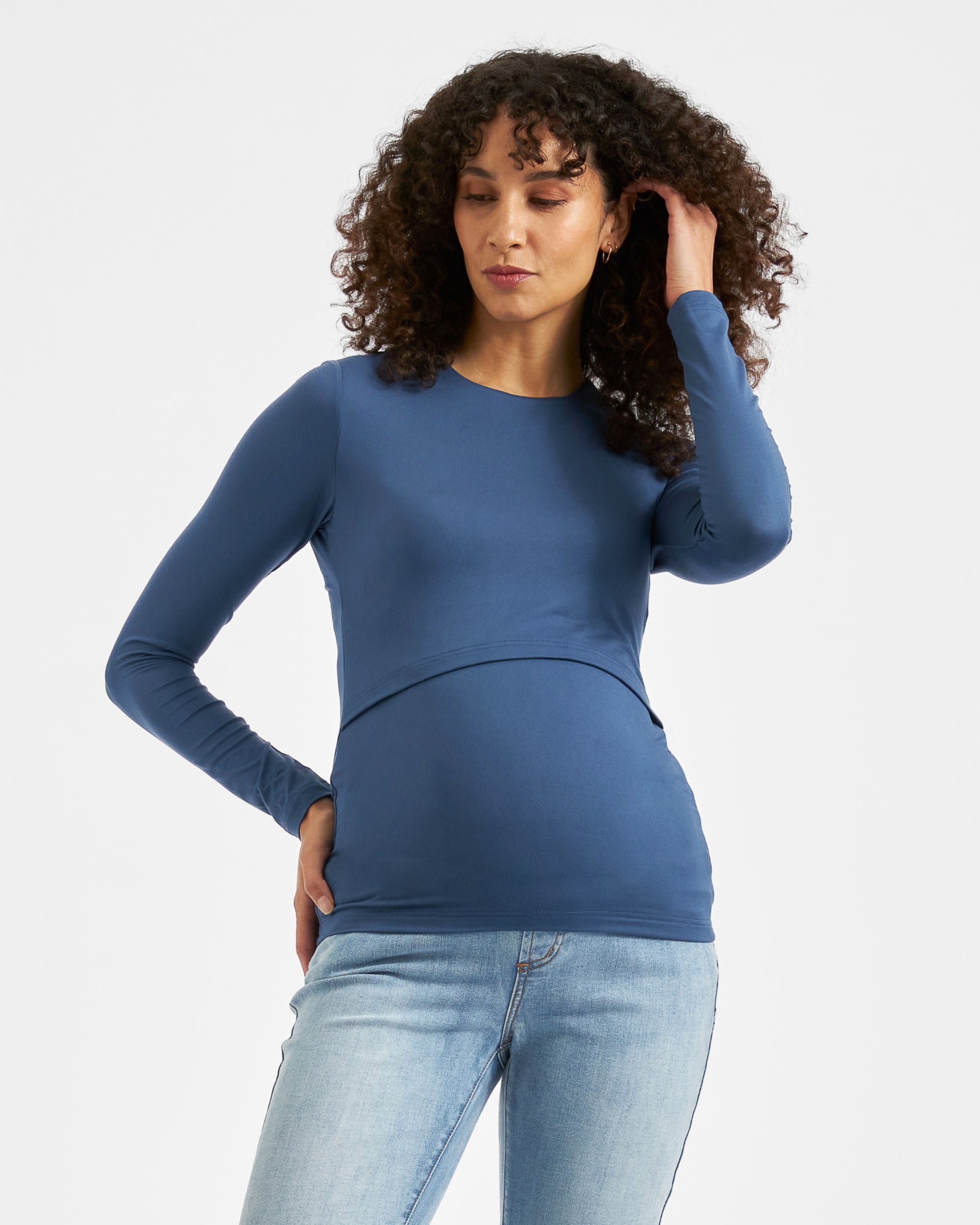 Luxe Knit Nursing Top  Deep Blue