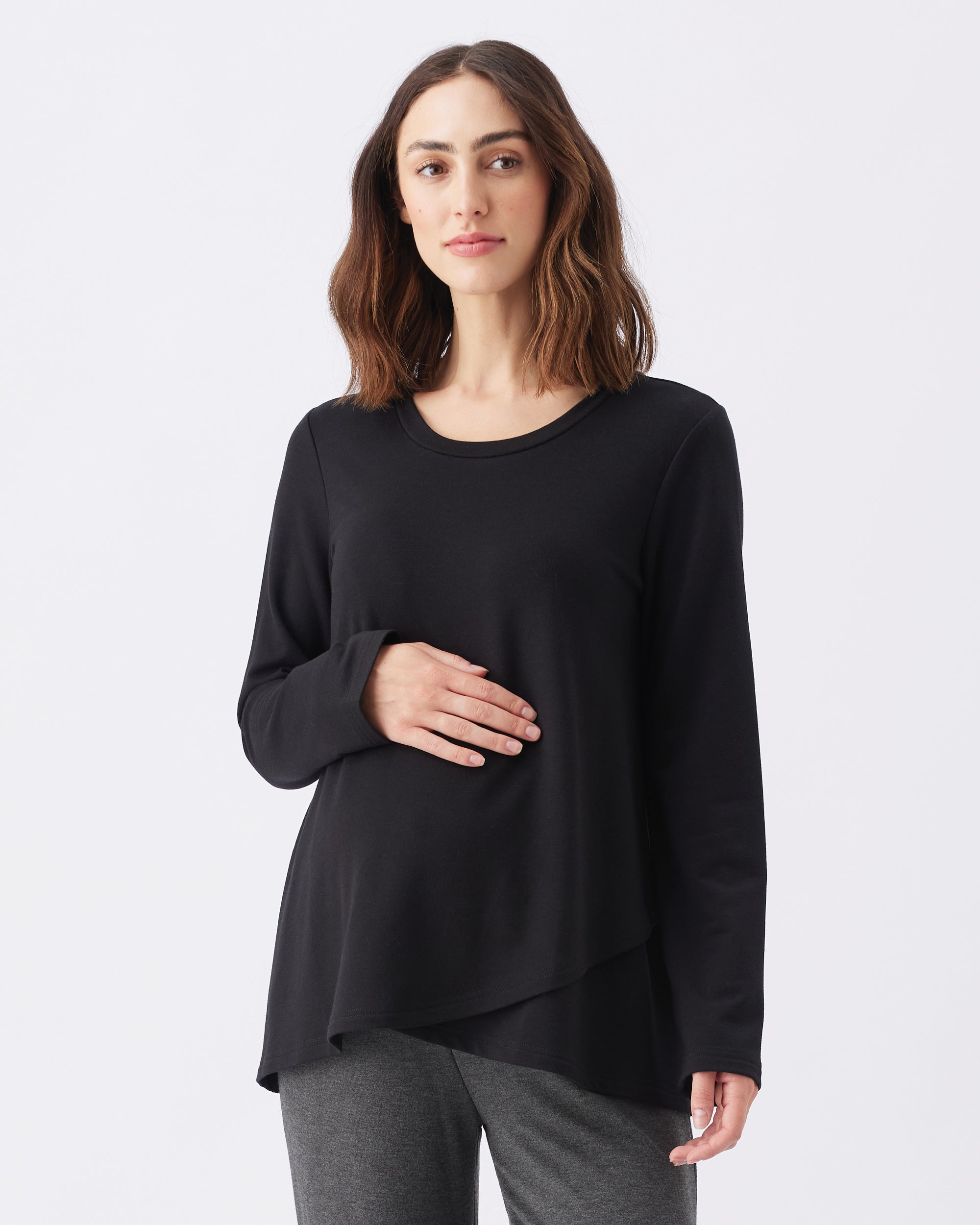 Hailey Nursing Top Black