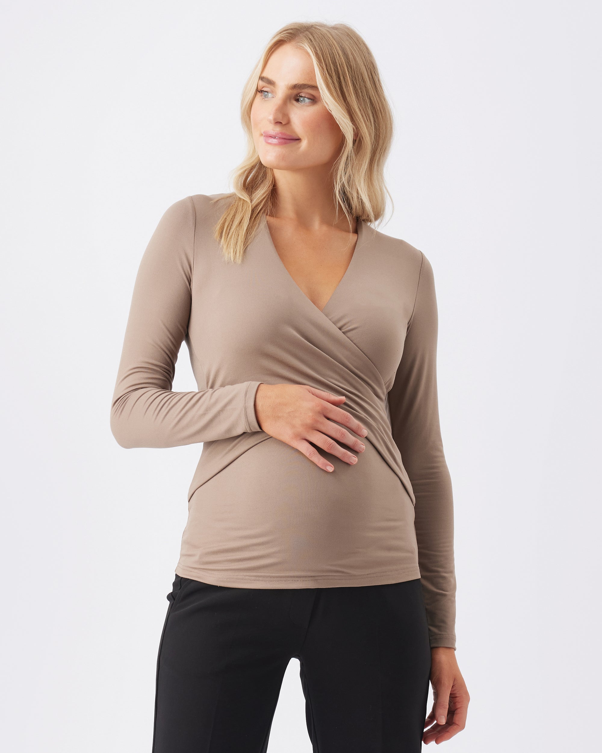 Luxe Knit Embrace Nursing Top Mocha